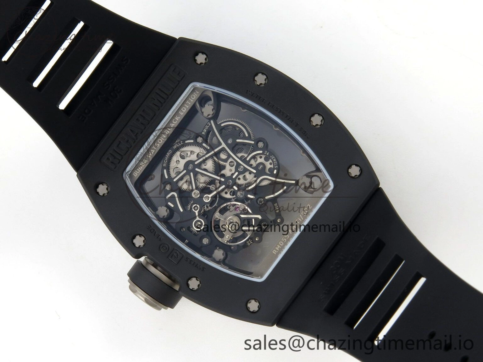 ZipUp Custom RM055 Black Ceramic ZGF Best Edition Silver Inner Bezel on Black Rubber Strap Vaucher Manufacture Fleurier Movement (Free Sprung) 9135