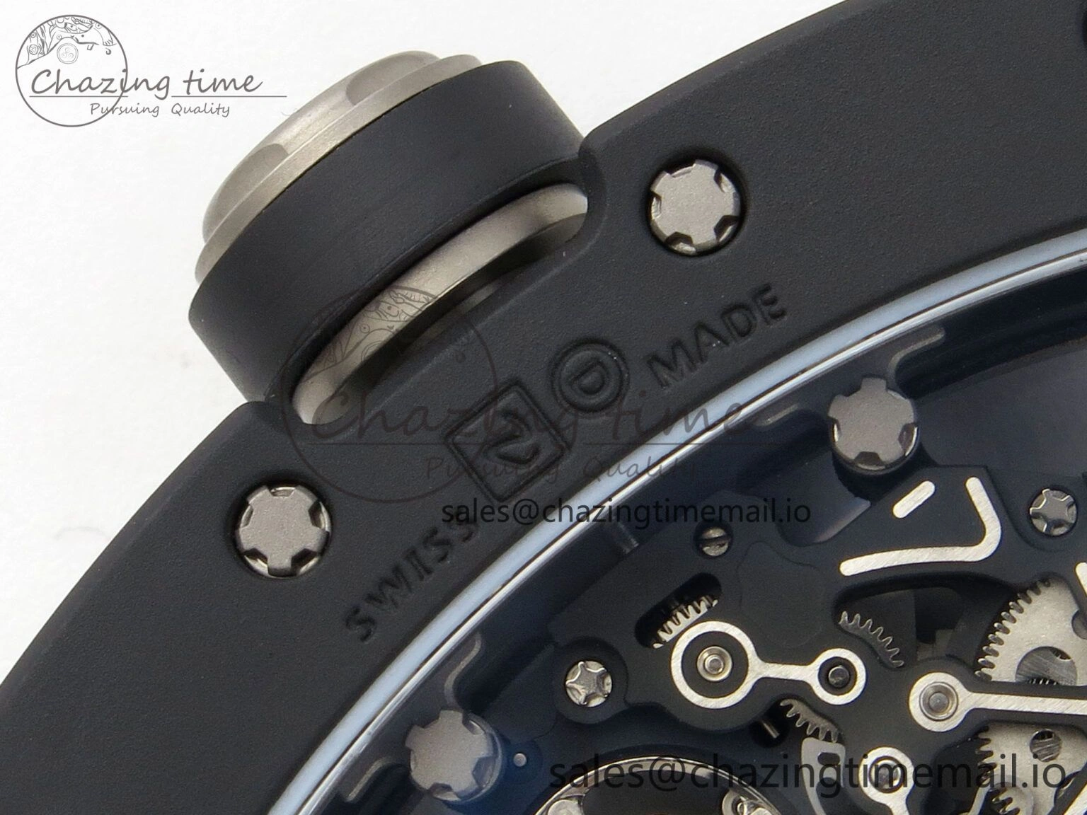 ZipUp Custom RM055 Black Ceramic ZGF Best Edition Silver Inner Bezel on Black Rubber Strap Vaucher Manufacture Fleurier Movement (Free Sprung) 9135