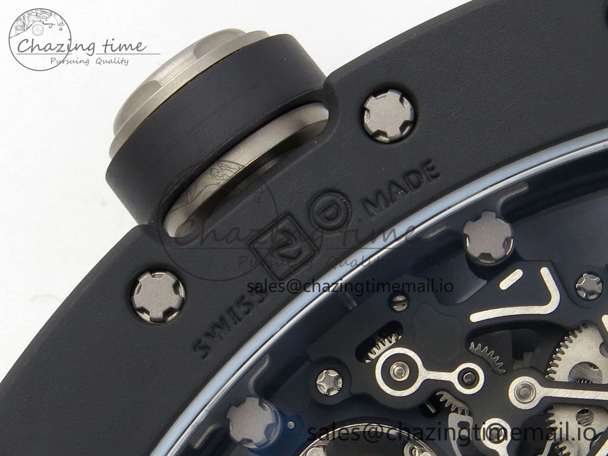 ZipUp Custom RM055 Black Ceramic ZGF Best Edition Silver Inner Bezel on Black Rubber Strap Vaucher Manufacture Fleurier Movement (Free Sprung) 9135
