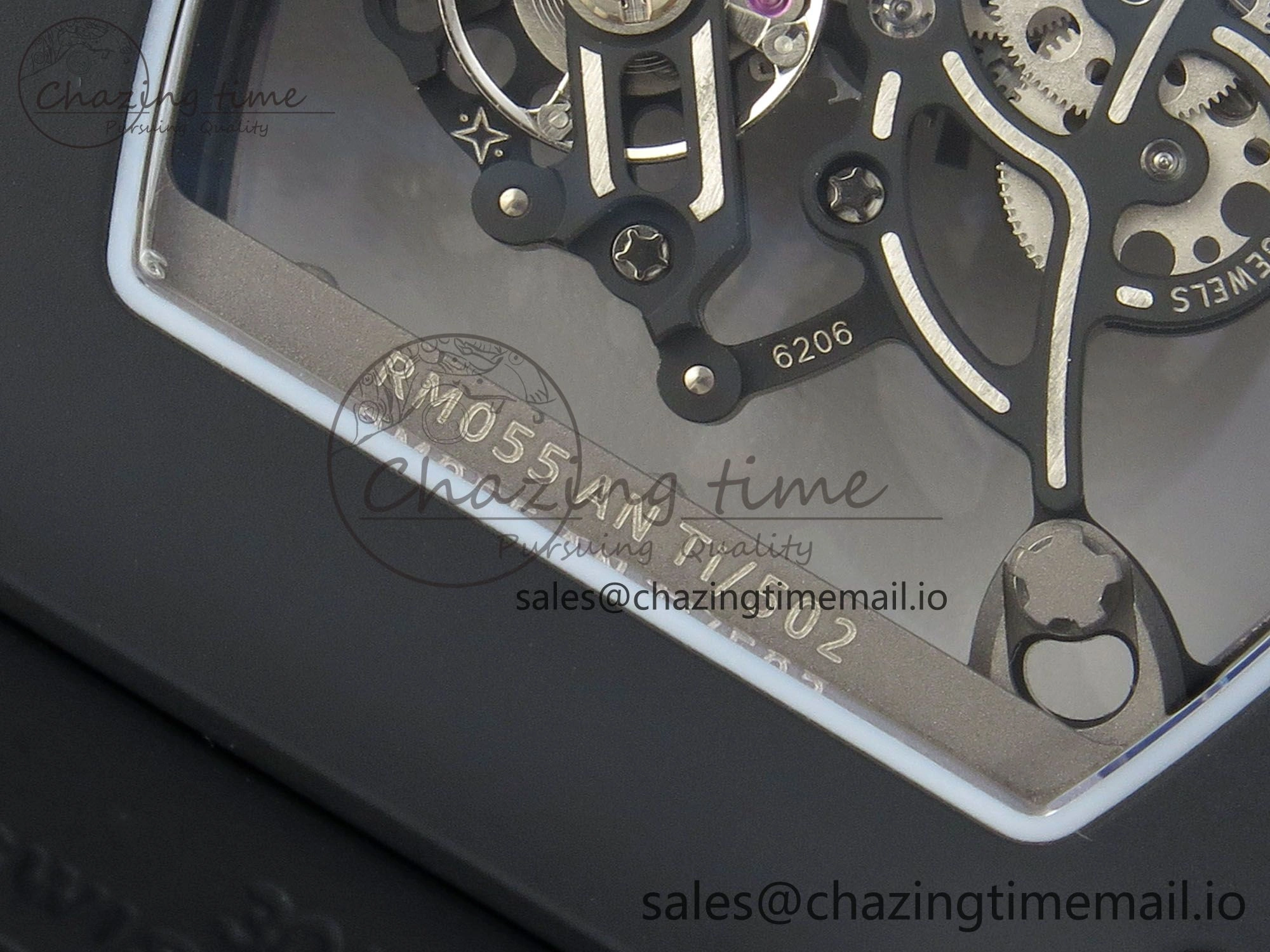 ZipUp Custom RM055 Black Ceramic ZGF Best Edition Silver Inner Bezel on Black Rubber Strap Vaucher Manufacture Fleurier Movement (Free Sprung) 9135