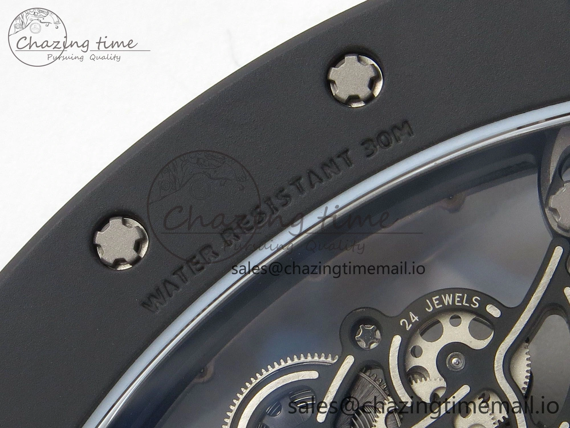 ZipUp Custom RM055 Black Ceramic ZGF Best Edition Silver Inner Bezel on Black Rubber Strap Vaucher Manufacture Fleurier Movement (Free Sprung) 9135