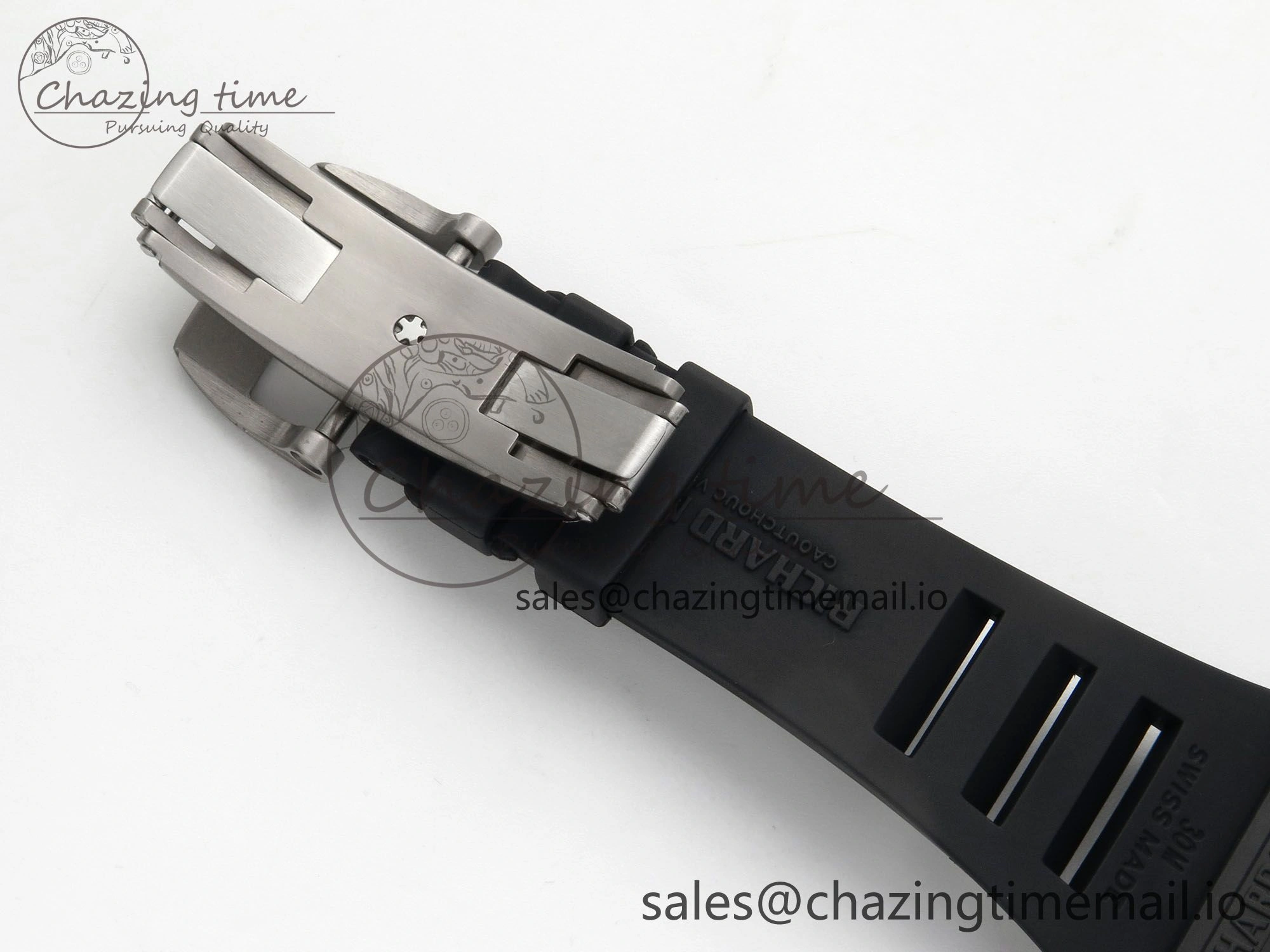 ZipUp Custom RM055 Black Ceramic ZGF Best Edition Silver Inner Bezel on Black Rubber Strap Vaucher Manufacture Fleurier Movement (Free Sprung) 9135