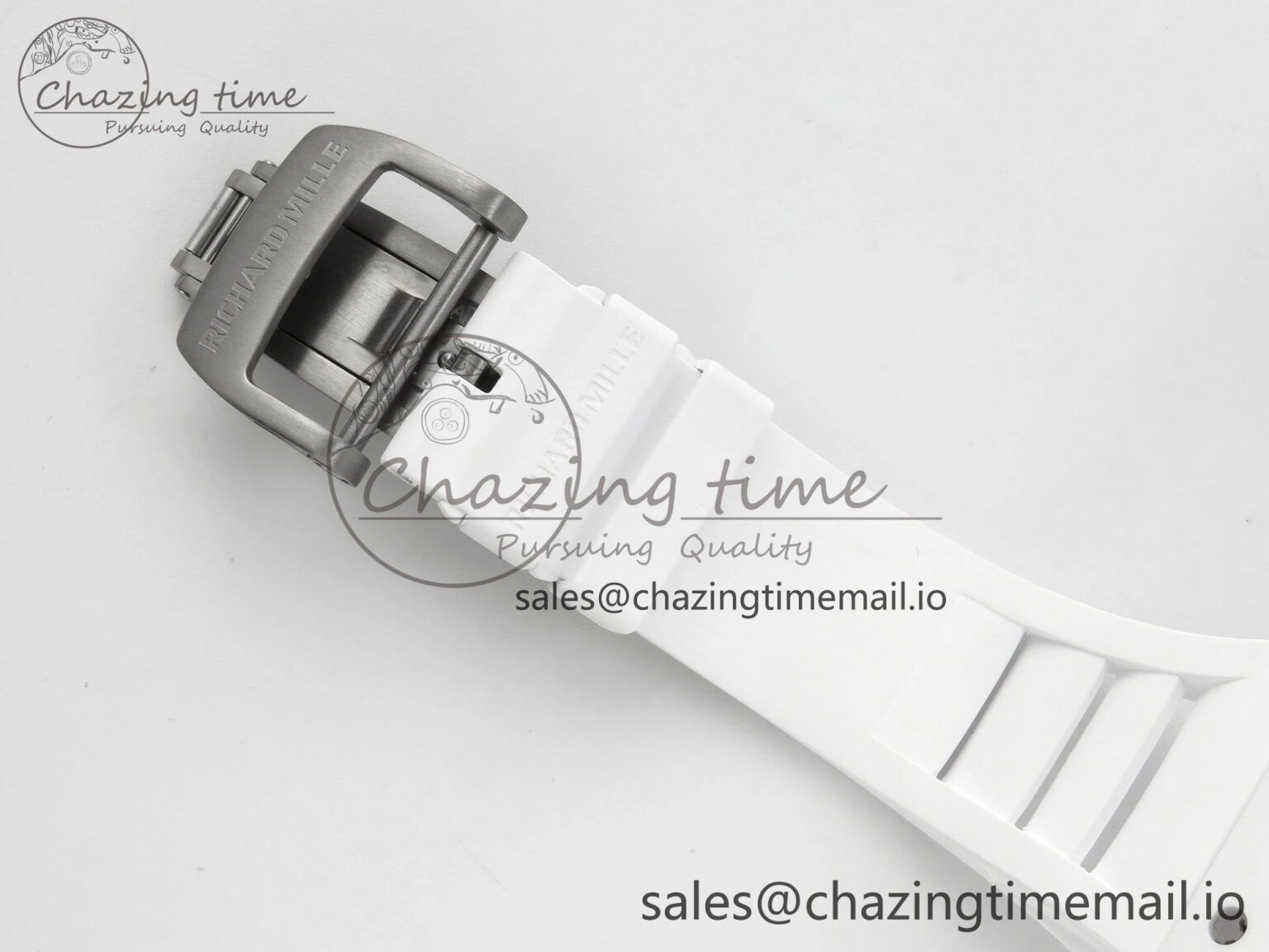 Custom RM055 Black Ceramic ZGF Best Edition White Inner Bezel on White Rubber Strap Vaucher Manufacture Fleurier Movement (Free Sprung) Casual 9126