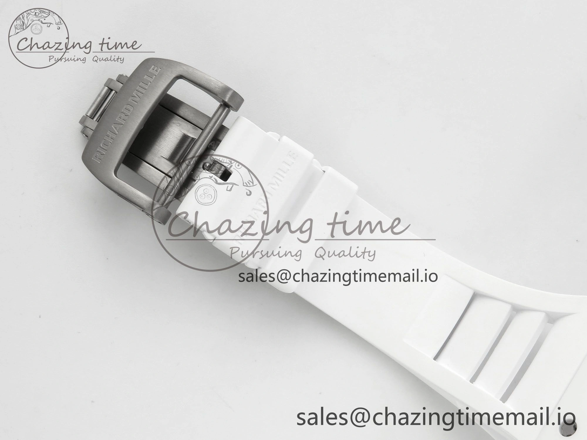 Custom RM055 Black Ceramic ZGF Best Edition White Inner Bezel on White Rubber Strap Vaucher Manufacture Fleurier Movement (Free Sprung) Casual 9126