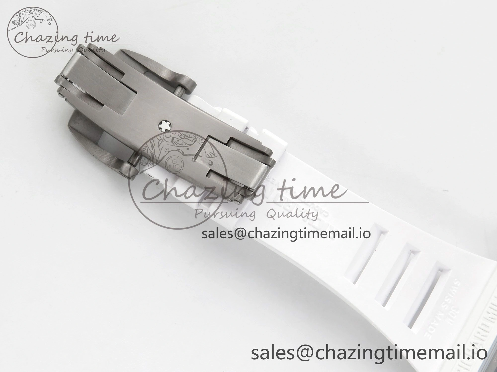 Custom RM055 Black Ceramic ZGF Best Edition White Inner Bezel on White Rubber Strap Vaucher Manufacture Fleurier Movement (Free Sprung) Casual 9126