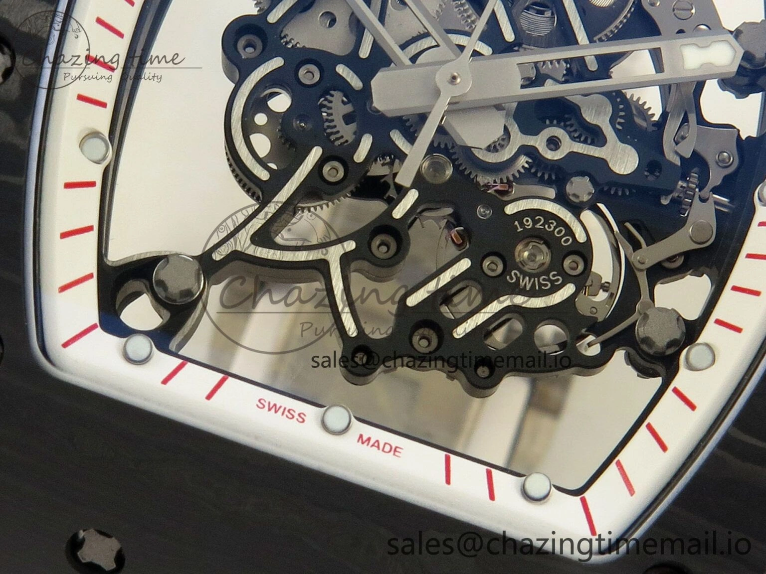 Custom RM055 Black Ceramic ZGF Best Edition White Inner Bezel on White Rubber Strap Vaucher Manufacture Fleurier Movement (Free Sprung) Casual 9126