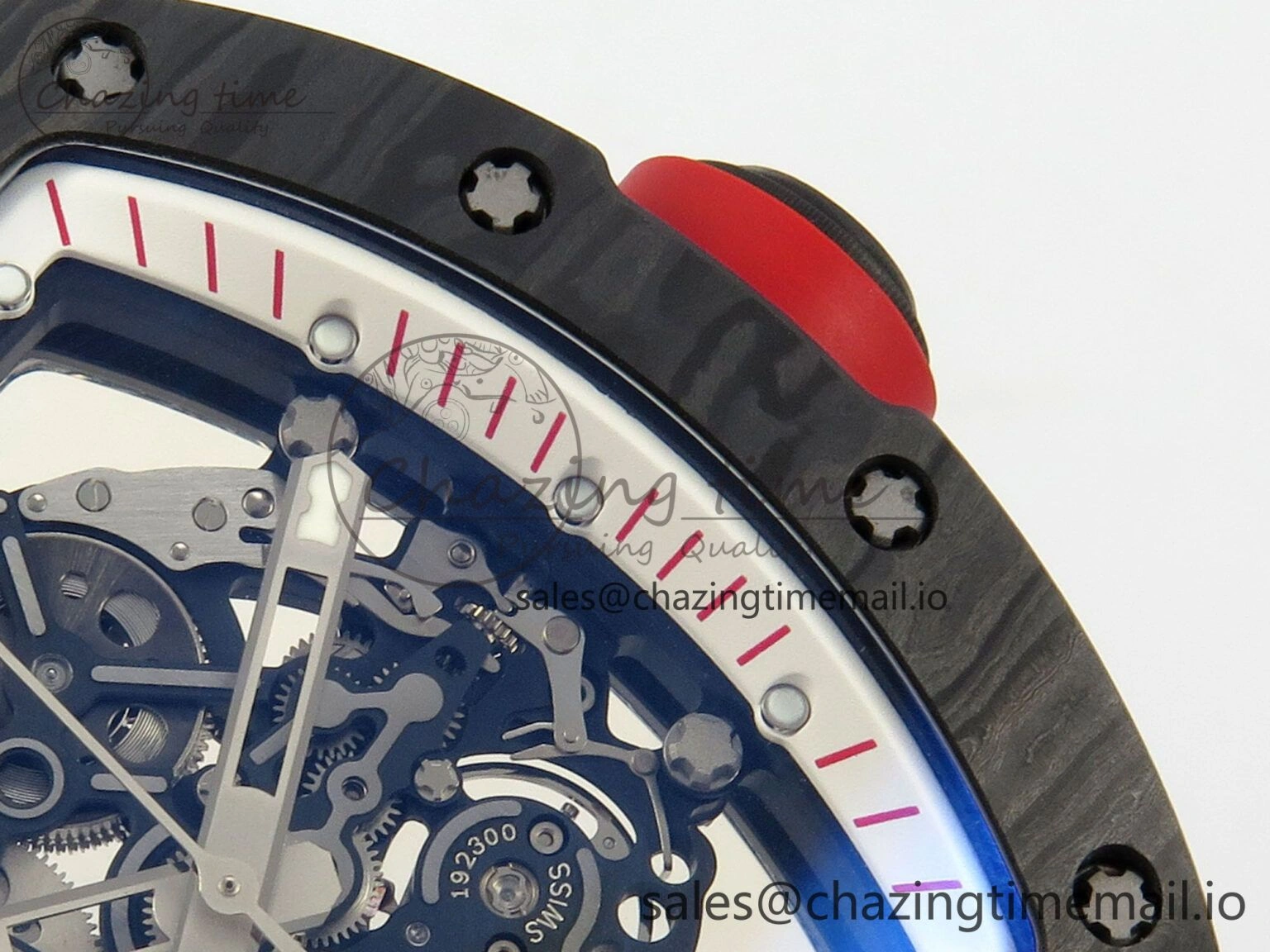 Custom RM055 Black Ceramic ZGF Best Edition White Inner Bezel on White Rubber Strap Vaucher Manufacture Fleurier Movement (Free Sprung) Casual 9126