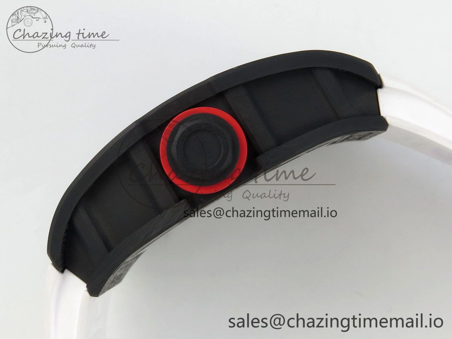 Custom RM055 Black Ceramic ZGF Best Edition White Inner Bezel on White Rubber Strap Vaucher Manufacture Fleurier Movement (Free Sprung) Casual 9126