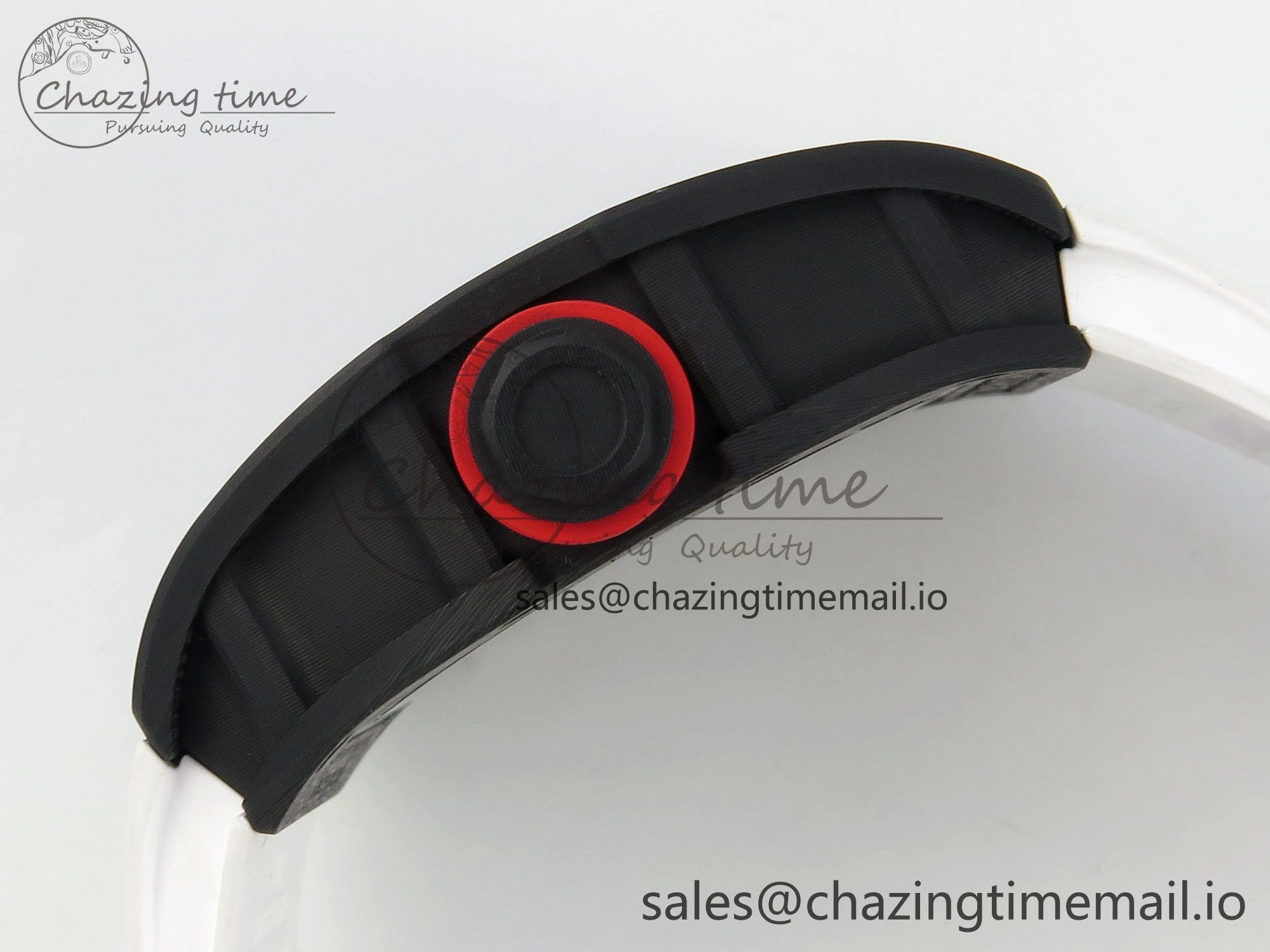 Custom RM055 Black Ceramic ZGF Best Edition White Inner Bezel on White Rubber Strap Vaucher Manufacture Fleurier Movement (Free Sprung) Casual 9126