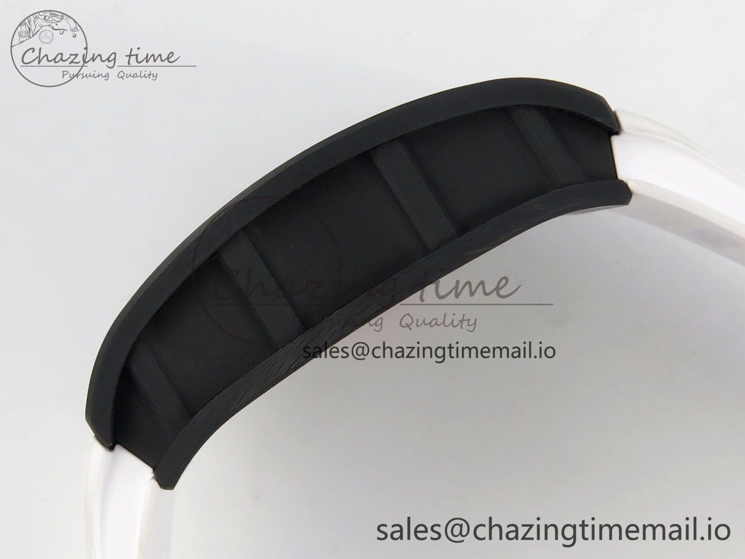 Custom RM055 Black Ceramic ZGF Best Edition White Inner Bezel on White Rubber Strap Vaucher Manufacture Fleurier Movement (Free Sprung) Casual 9126