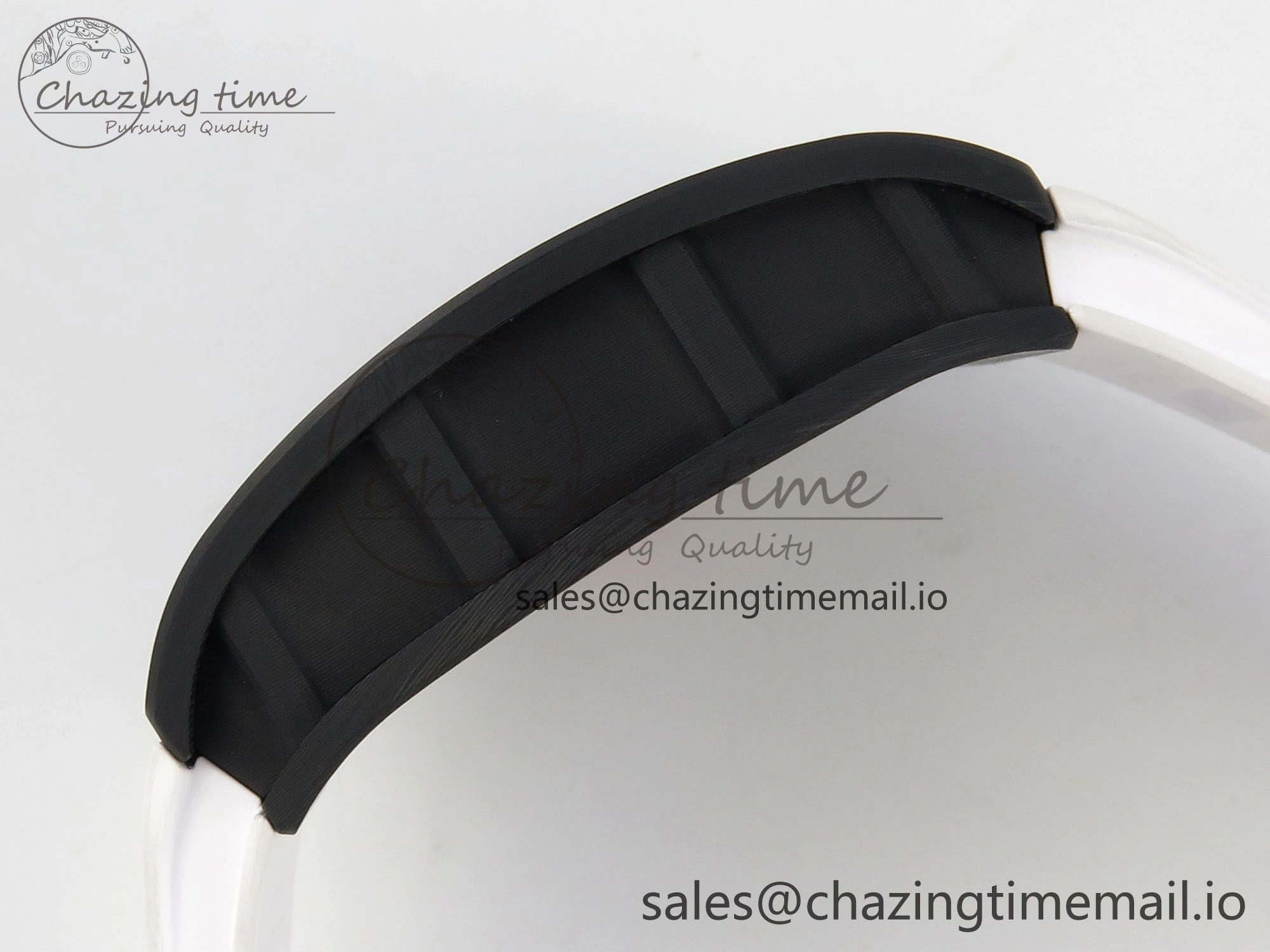 Custom RM055 Black Ceramic ZGF Best Edition White Inner Bezel on White Rubber Strap Vaucher Manufacture Fleurier Movement (Free Sprung) Casual 9126