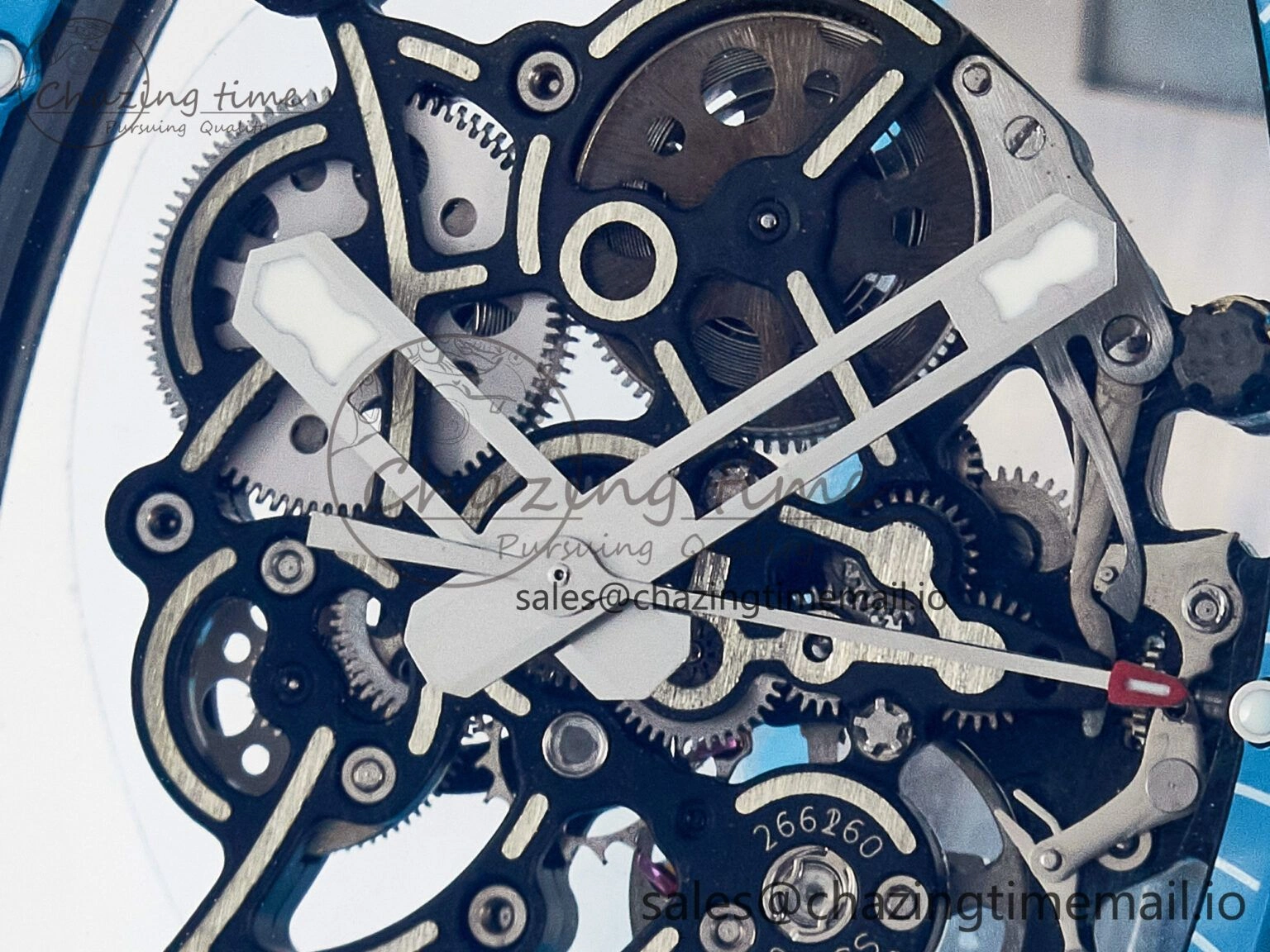 Custom RM055 NTPT APSF 1:1 Best Edition Blue Bezel Blue Crown on Rubber Strap Custom Vaucher Movement HighPerformance 9181