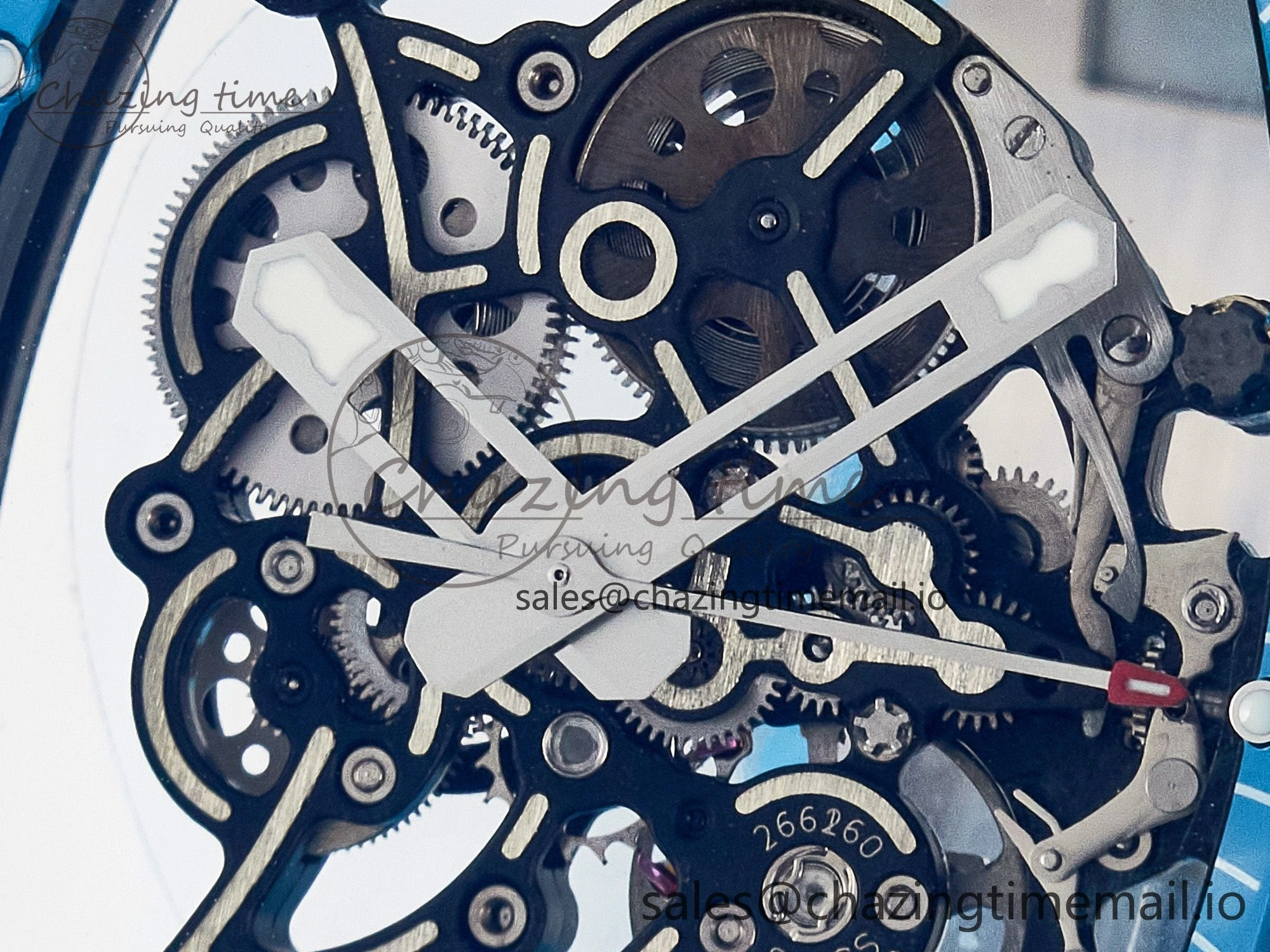 Custom RM055 NTPT APSF 1:1 Best Edition Blue Bezel Blue Crown on Rubber Strap Custom Vaucher Movement HighPerformance 9181