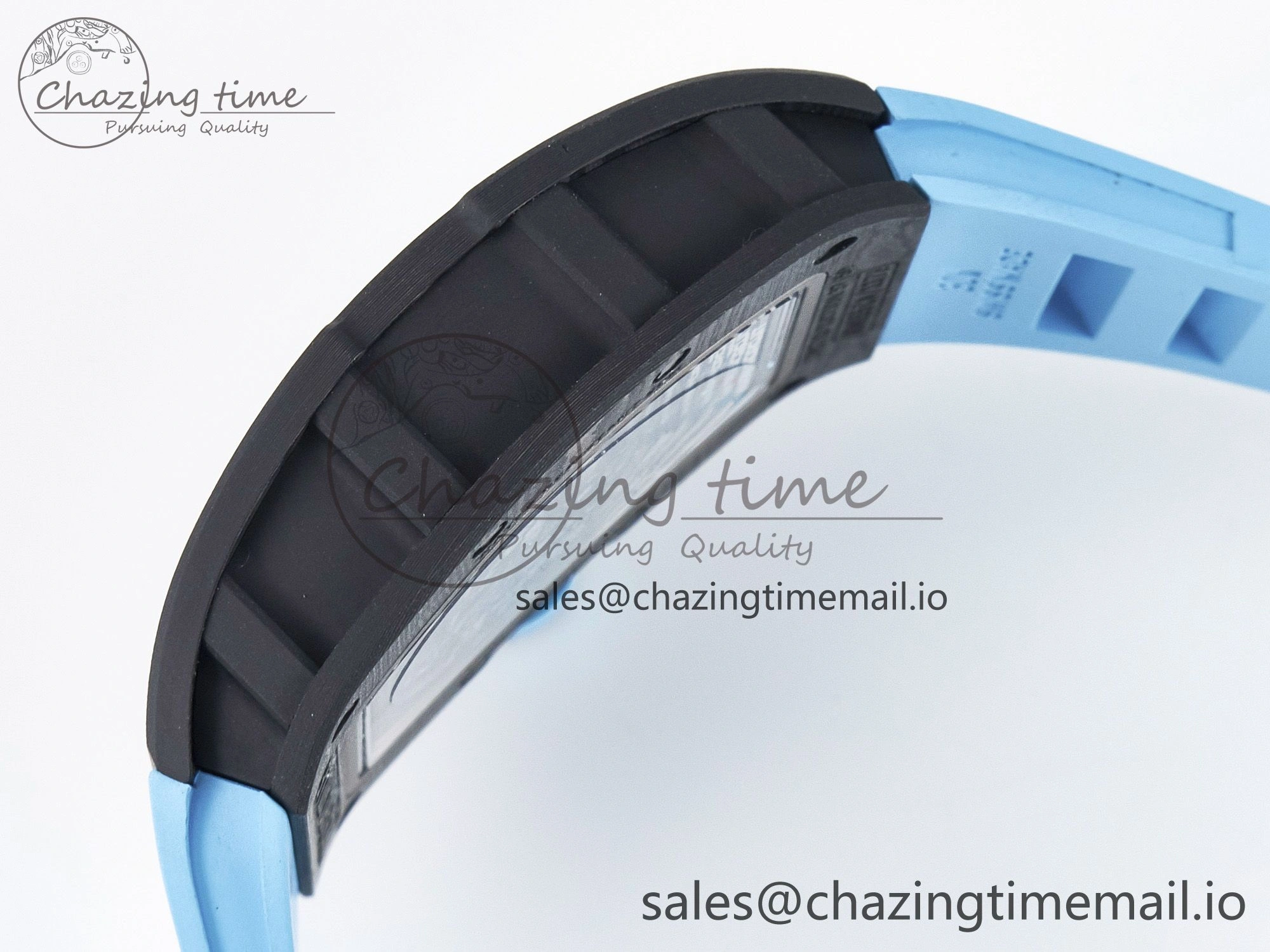 Custom RM055 NTPT APSF 1:1 Best Edition Blue Bezel Blue Crown on Rubber Strap Custom Vaucher Movement HighPerformance 9181