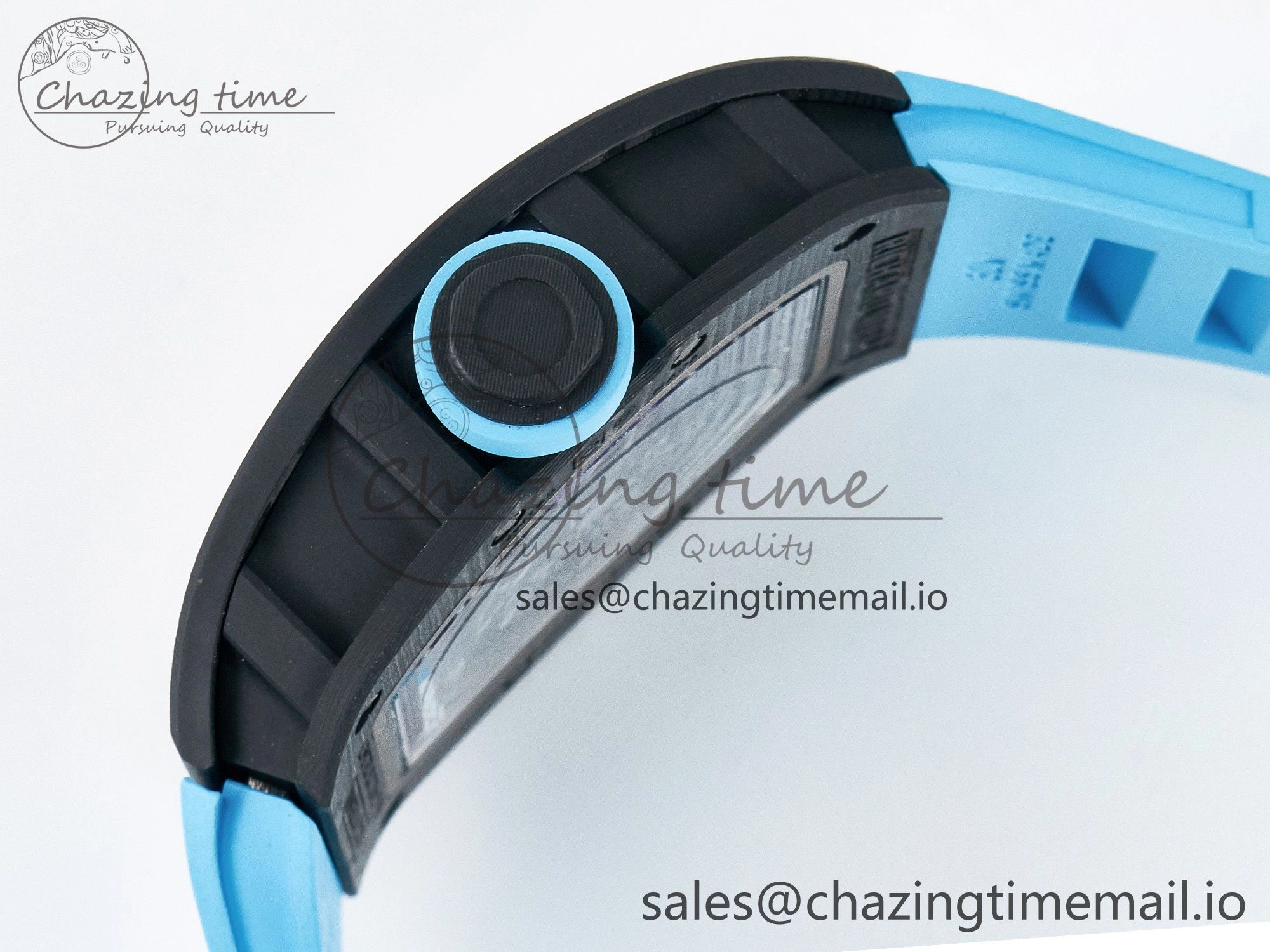 Custom RM055 NTPT APSF 1:1 Best Edition Blue Bezel Blue Crown on Rubber Strap Custom Vaucher Movement HighPerformance 9181