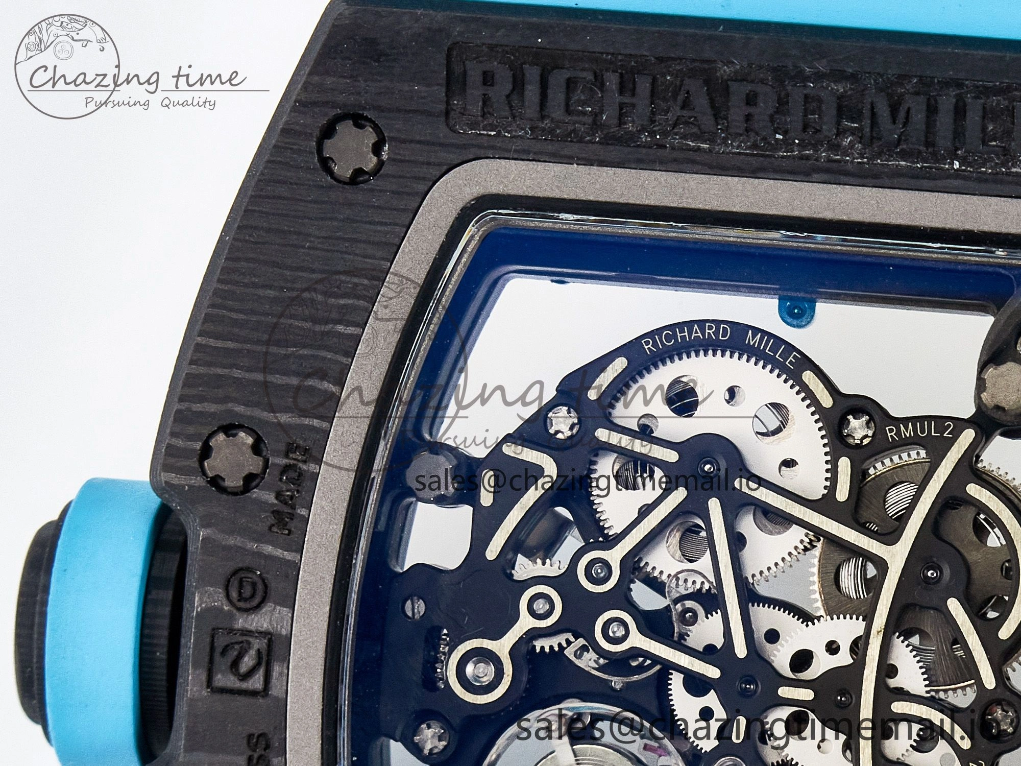 Custom RM055 NTPT APSF 1:1 Best Edition Blue Bezel Blue Crown on Rubber Strap Custom Vaucher Movement HighPerformance 9181