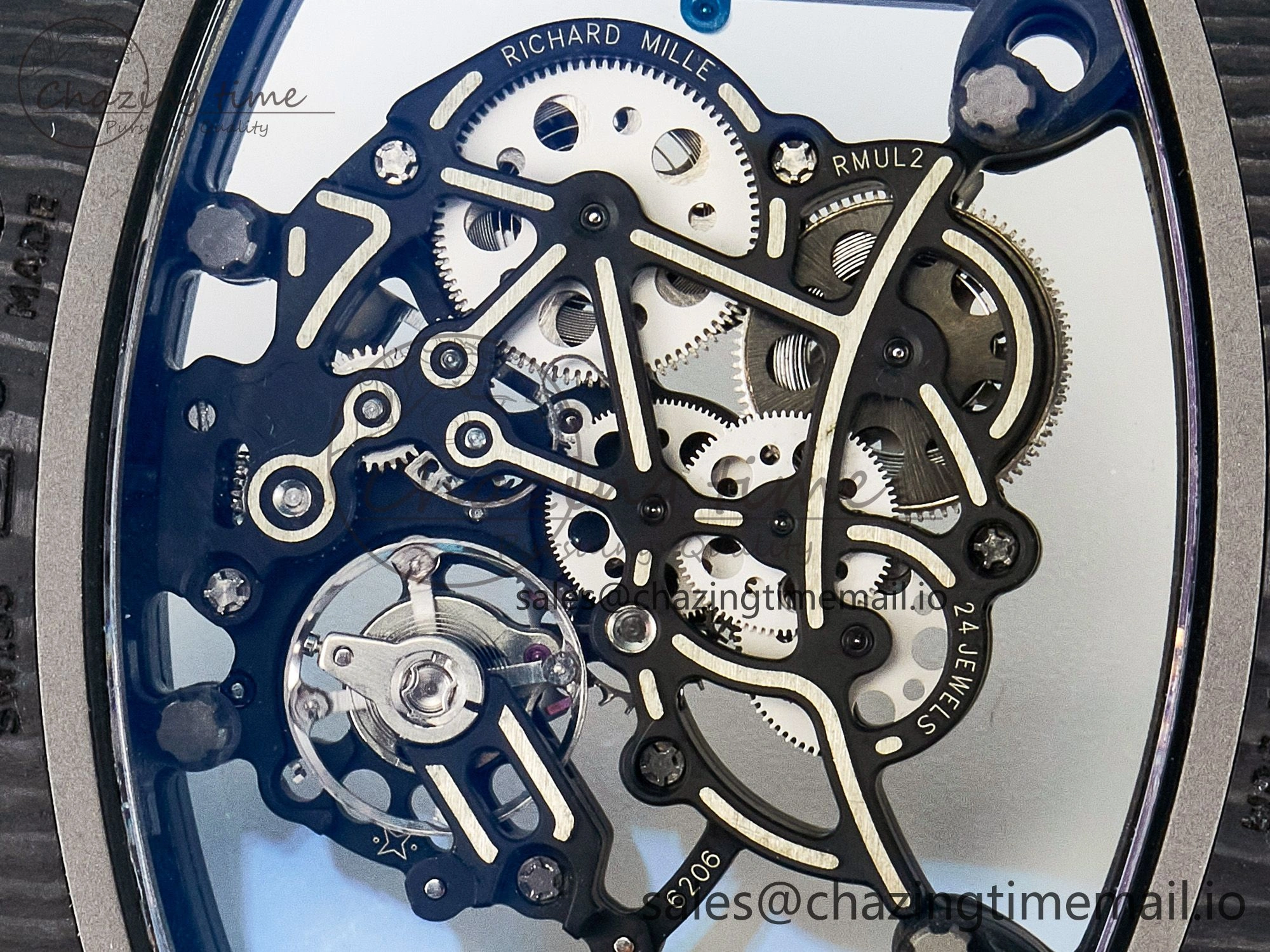 Custom RM055 NTPT APSF 1:1 Best Edition Blue Bezel Blue Crown on Rubber Strap Custom Vaucher Movement HighPerformance 9181