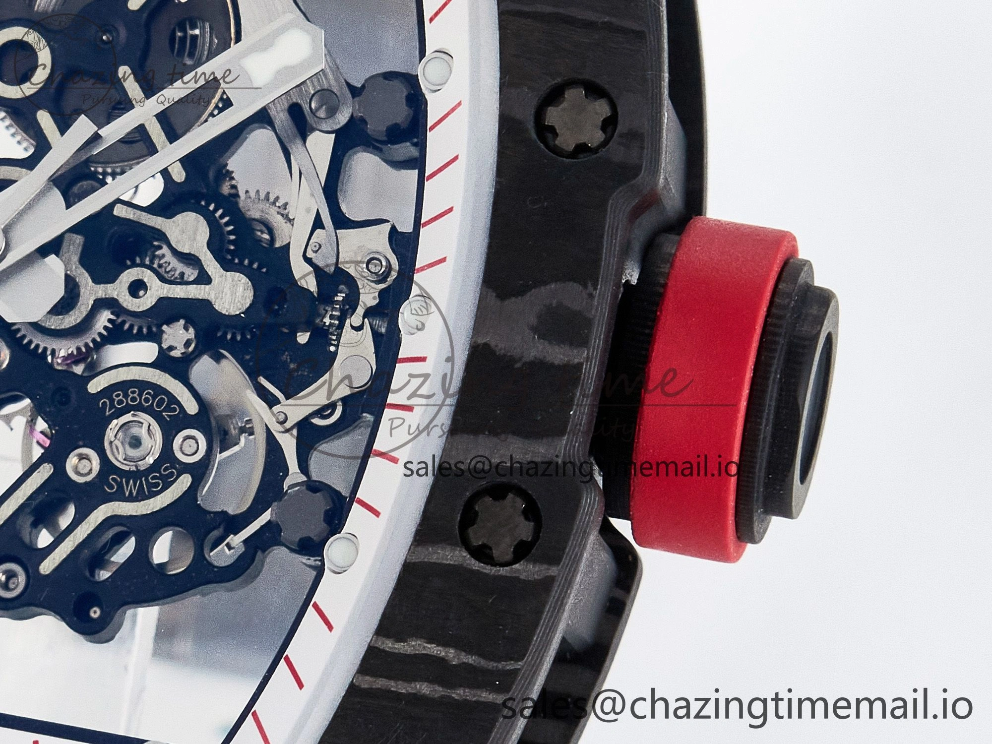 Custom RM055 NTPT APSF 1:1 Best Edition White Bezel Red Crown on Rubber Strap Custom Vaucher Movement WrinkleFree 10830