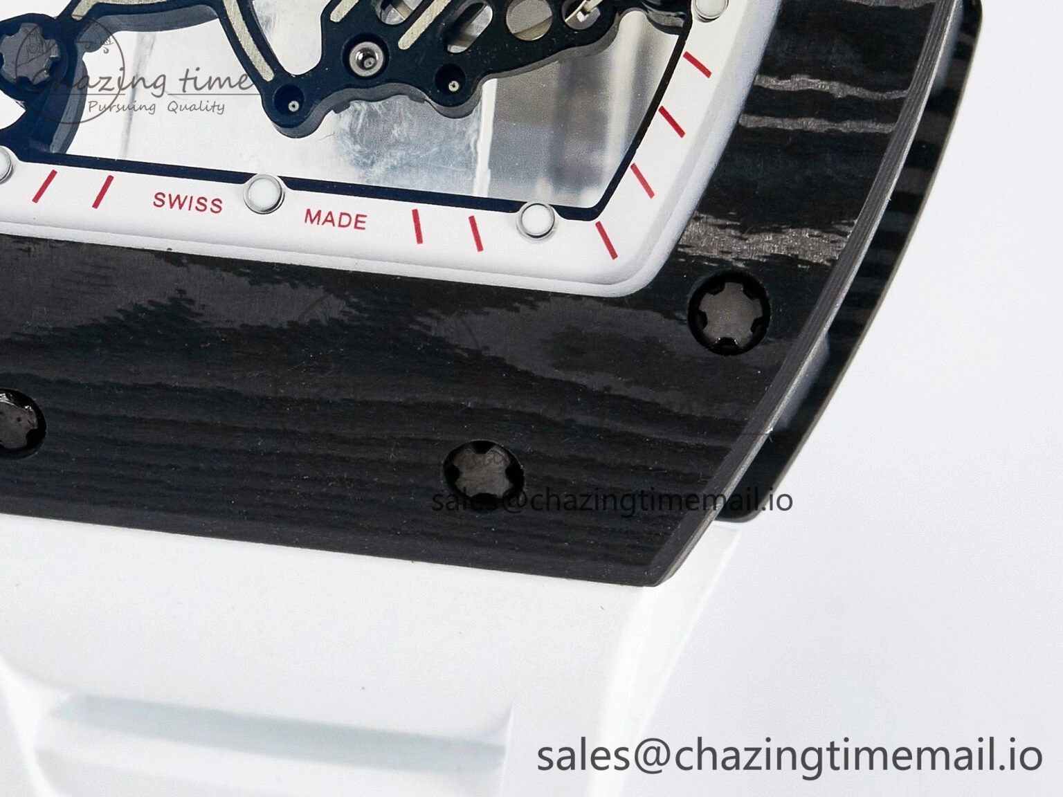 Custom RM055 NTPT APSF 1:1 Best Edition White Bezel Red Crown on Rubber Strap Custom Vaucher Movement WrinkleFree 10830