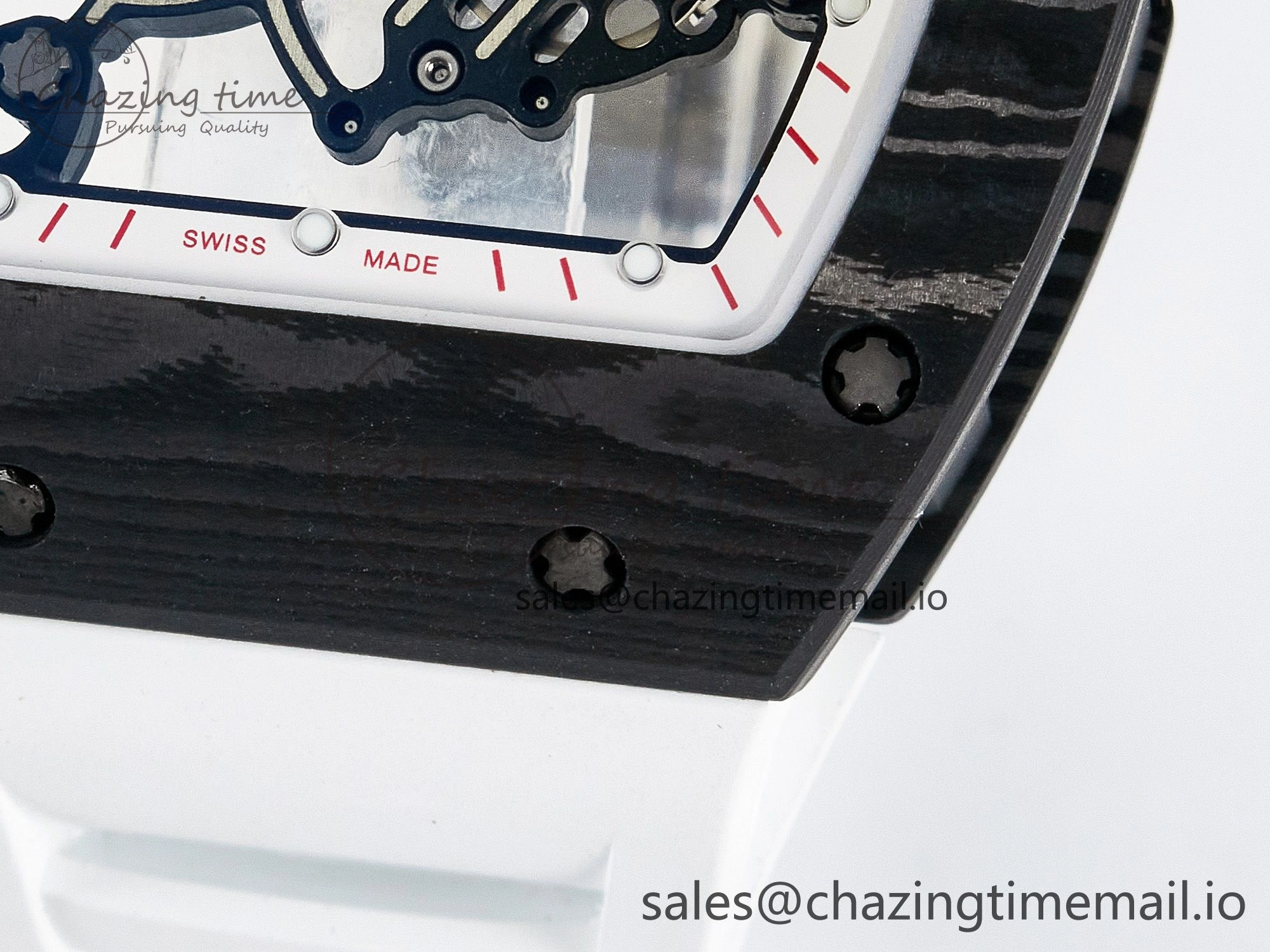 Custom RM055 NTPT APSF 1:1 Best Edition White Bezel Red Crown on Rubber Strap Custom Vaucher Movement WrinkleFree 10830