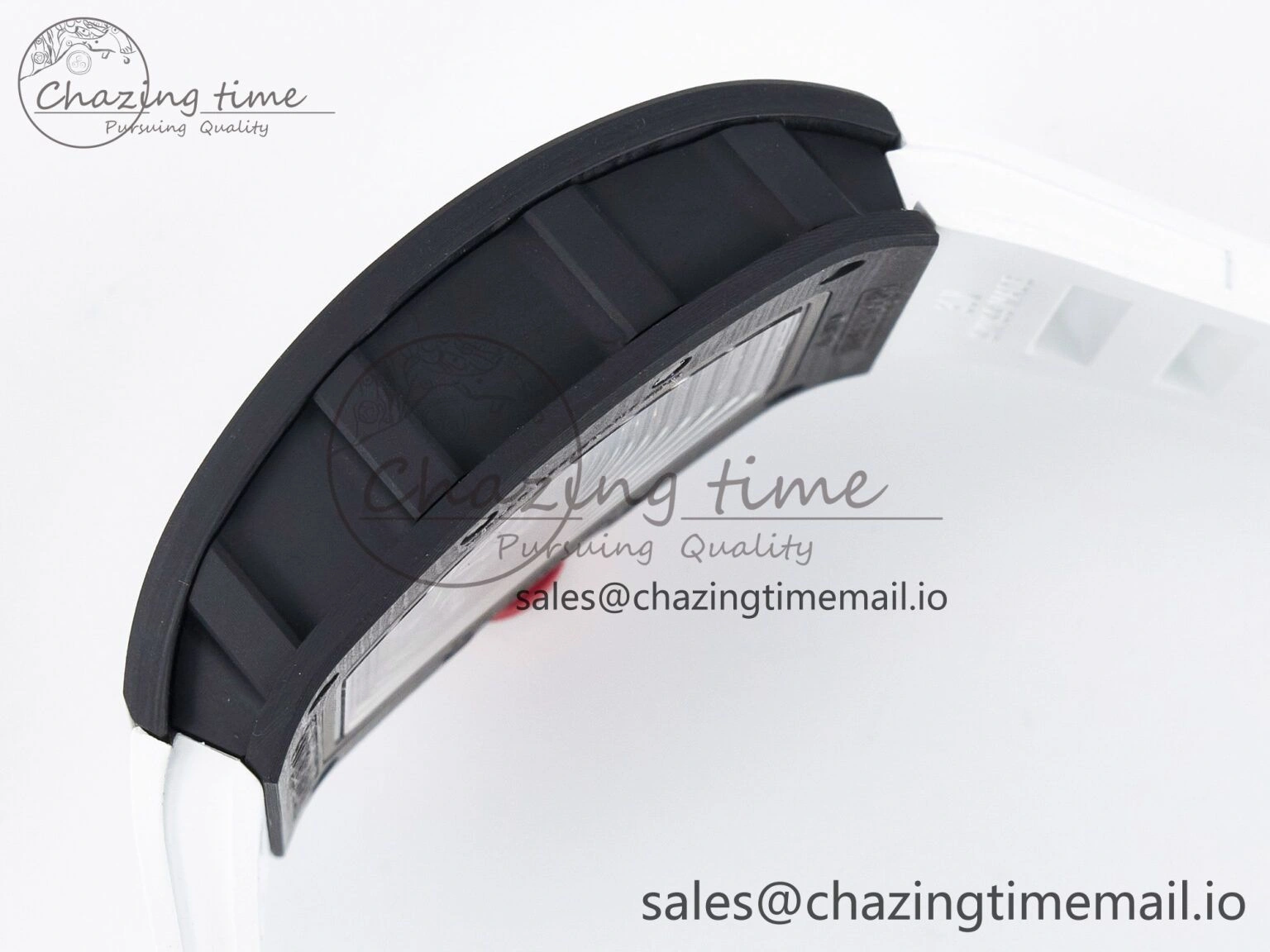 Custom RM055 NTPT APSF 1:1 Best Edition White Bezel Red Crown on Rubber Strap Custom Vaucher Movement WrinkleFree 10830