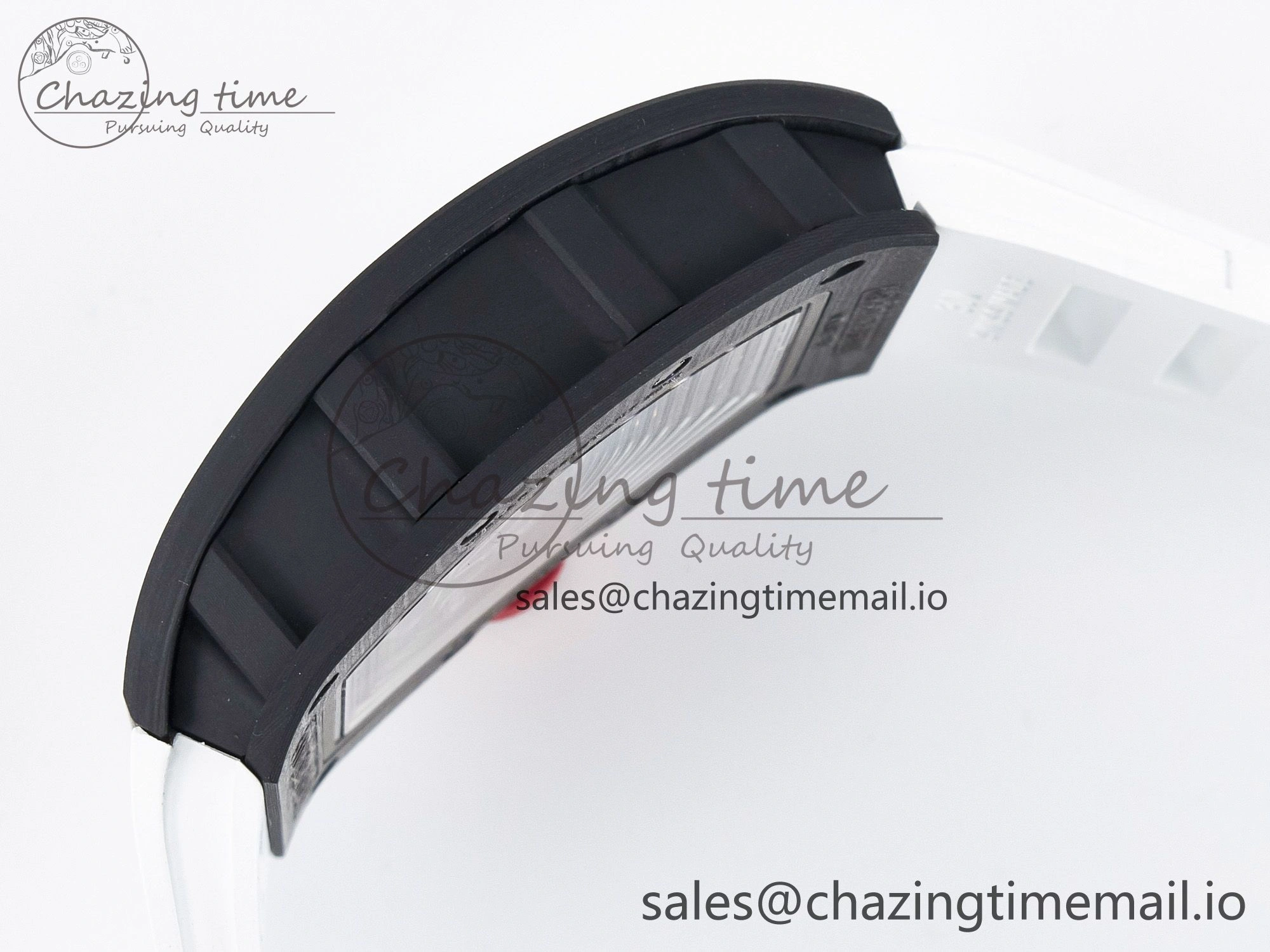 Custom RM055 NTPT APSF 1:1 Best Edition White Bezel Red Crown on Rubber Strap Custom Vaucher Movement WrinkleFree 10830