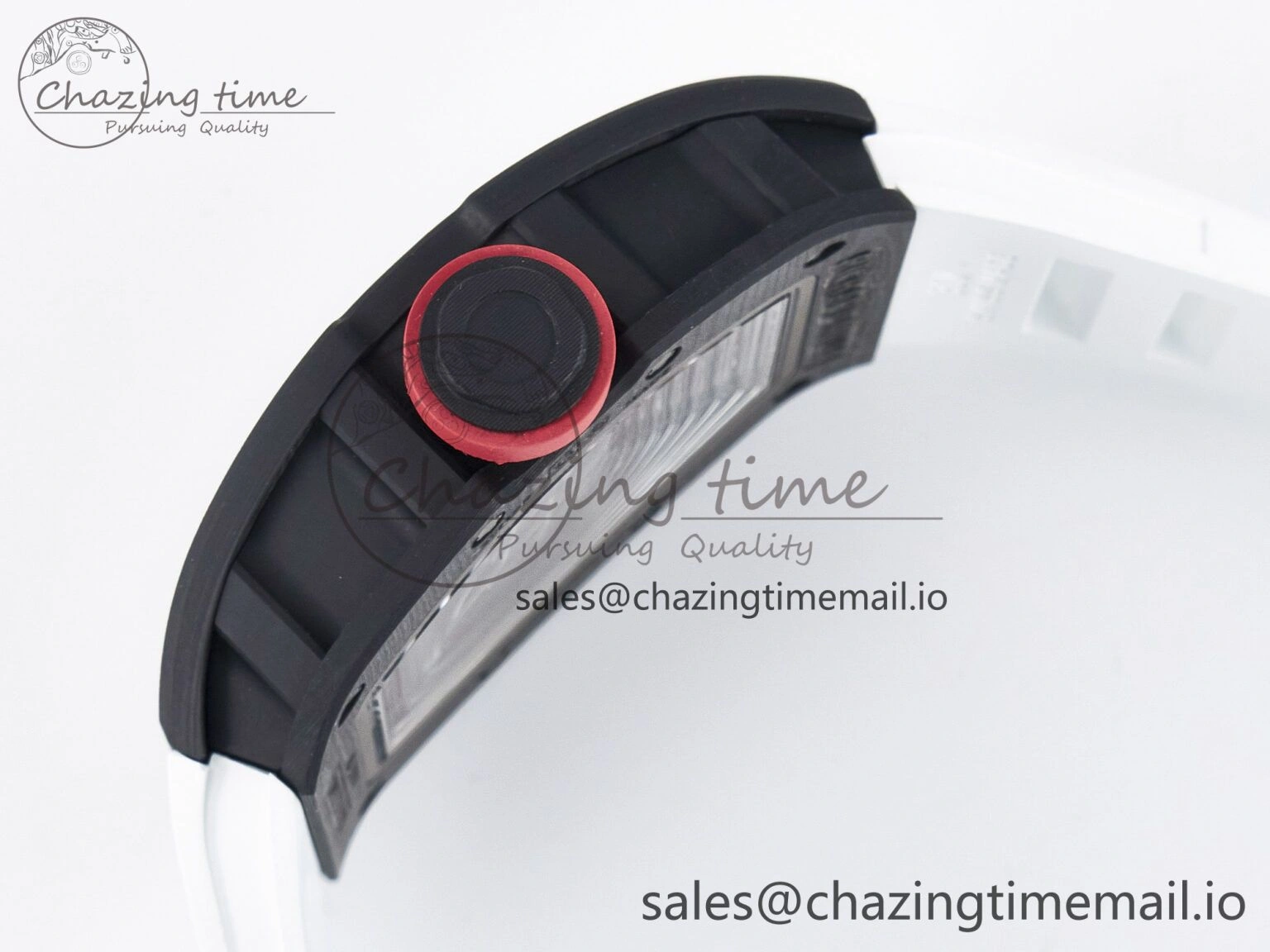 Custom RM055 NTPT APSF 1:1 Best Edition White Bezel Red Crown on Rubber Strap Custom Vaucher Movement WrinkleFree 10830