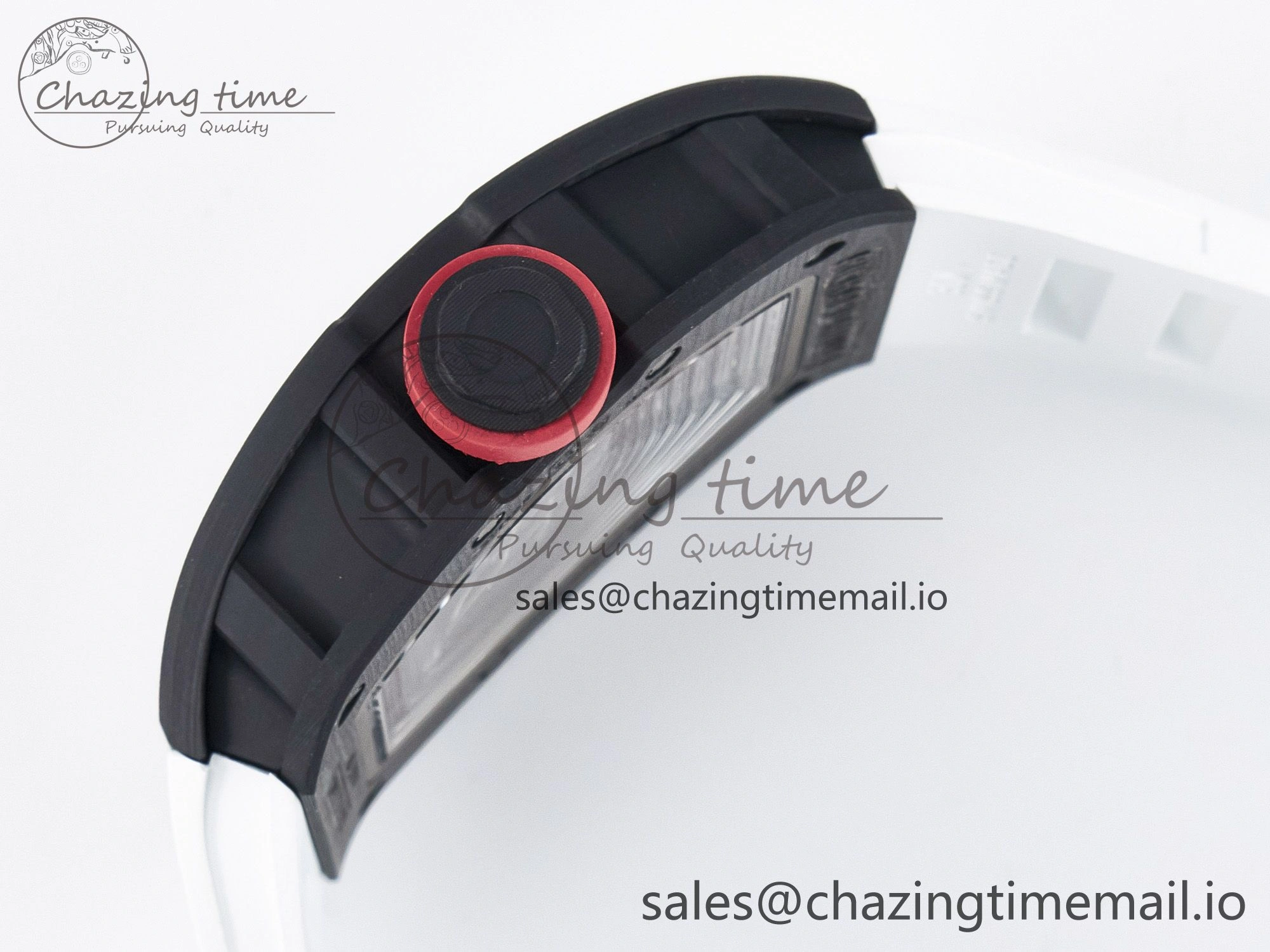 Custom RM055 NTPT APSF 1:1 Best Edition White Bezel Red Crown on Rubber Strap Custom Vaucher Movement WrinkleFree 10830