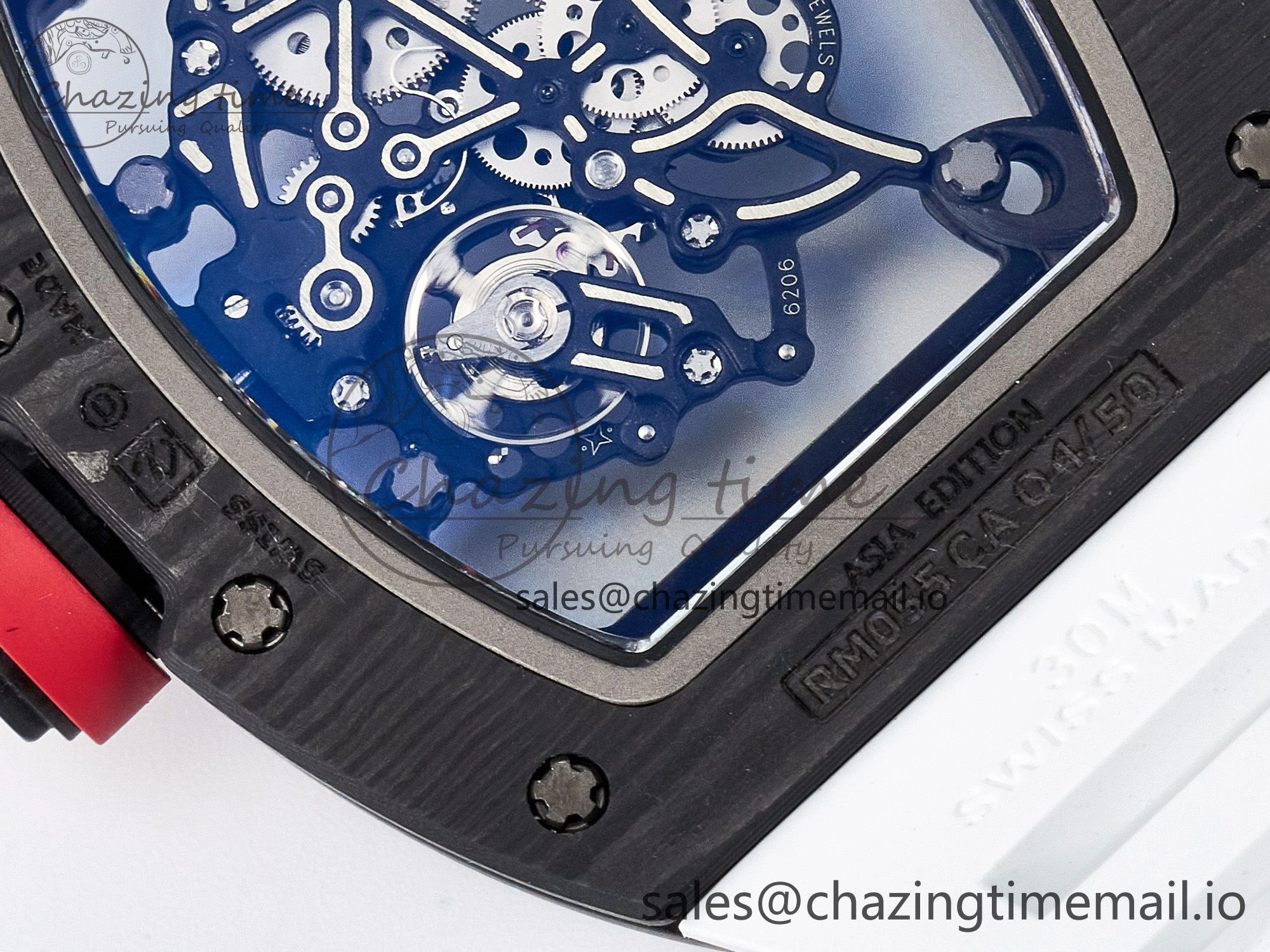 Custom RM055 NTPT APSF 1:1 Best Edition White Bezel Red Crown on Rubber Strap Custom Vaucher Movement WrinkleFree 10830