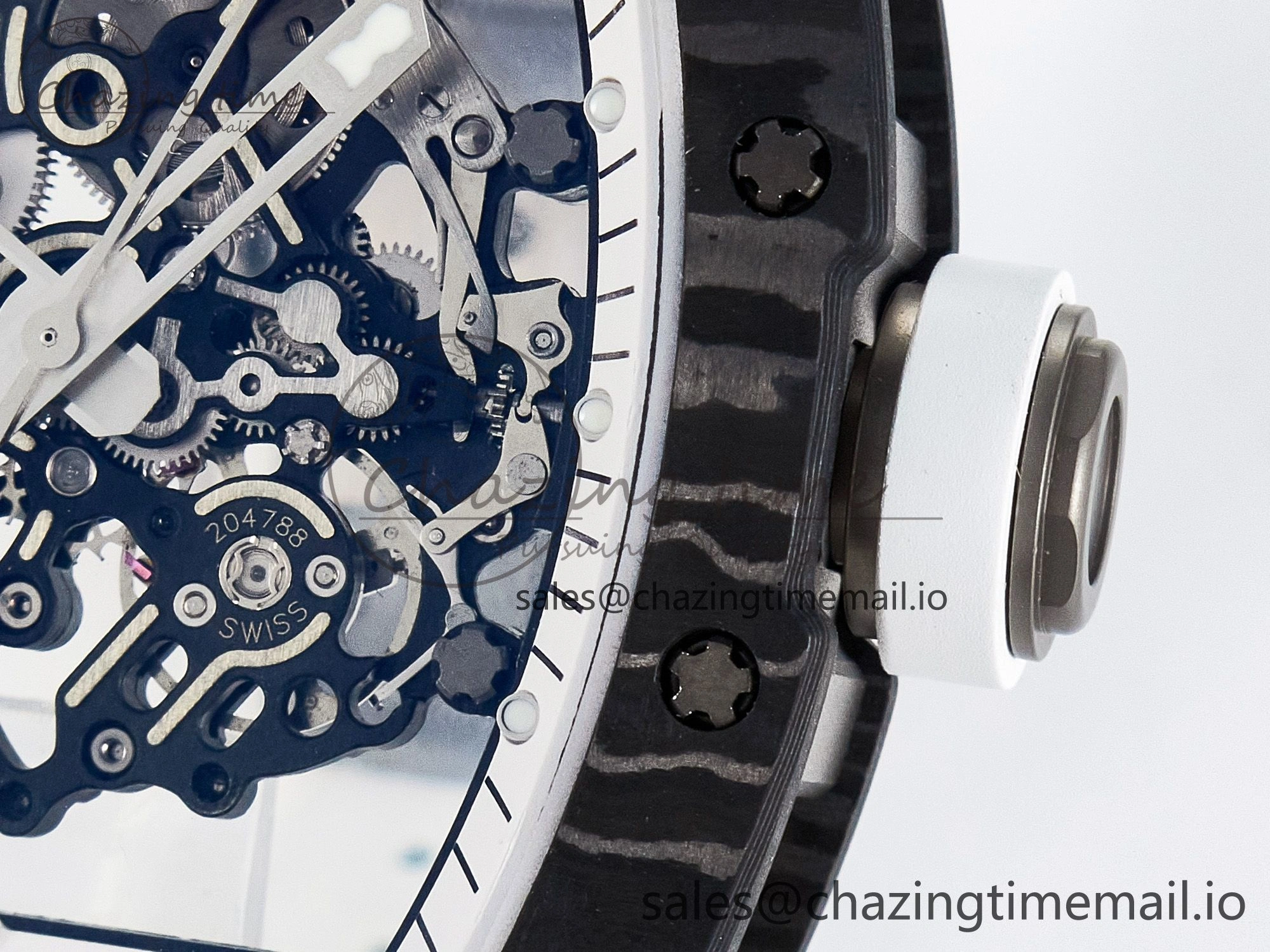 Tailored Custom RM055 NTPT APSF 1:1 Best Edition White Bezel White Crown on Rubber Strap Custom Vaucher Movement 9180
