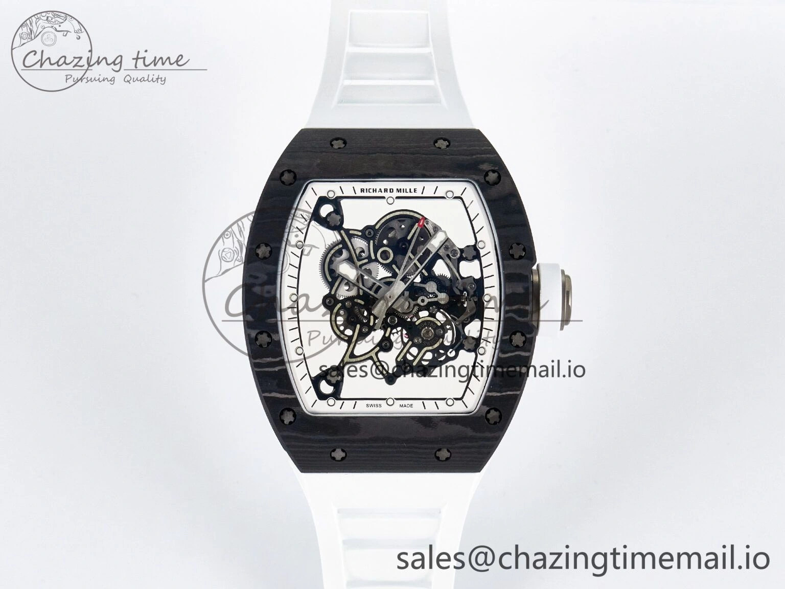 Custom RM055 NTPT APSF 1:1 Best Edition White Bezel White Crown on Rubber Strap Custom Vaucher Movement Sustainable 10827