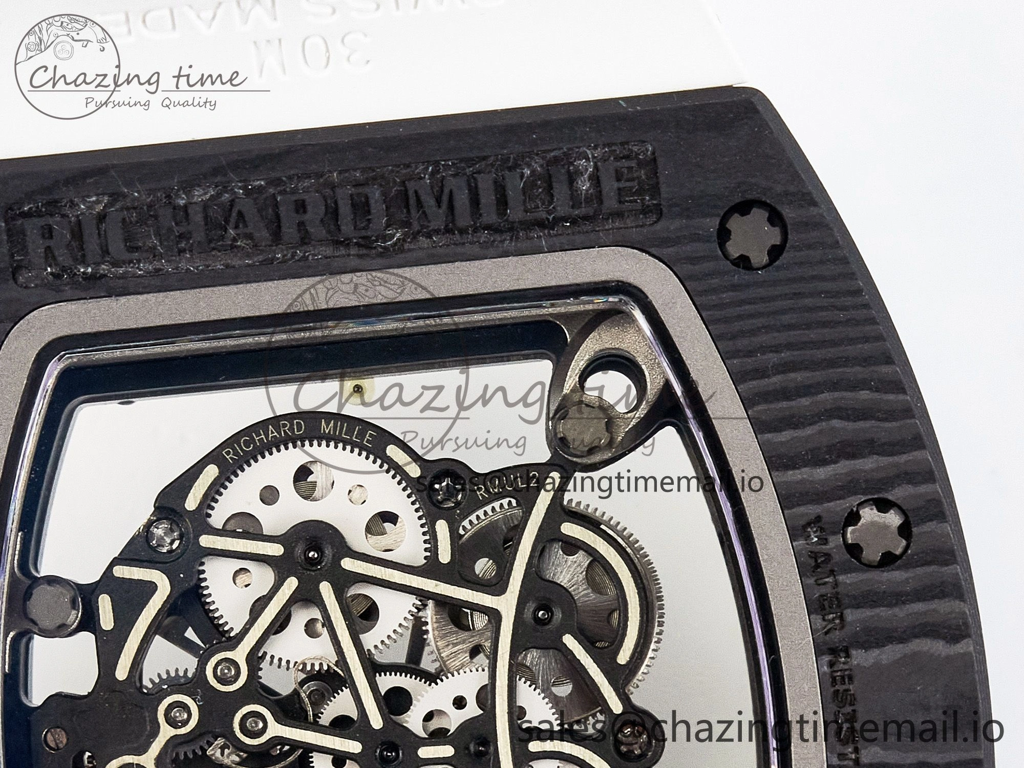 Tailored Custom RM055 NTPT APSF 1:1 Best Edition White Bezel White Crown on Rubber Strap Custom Vaucher Movement 9180