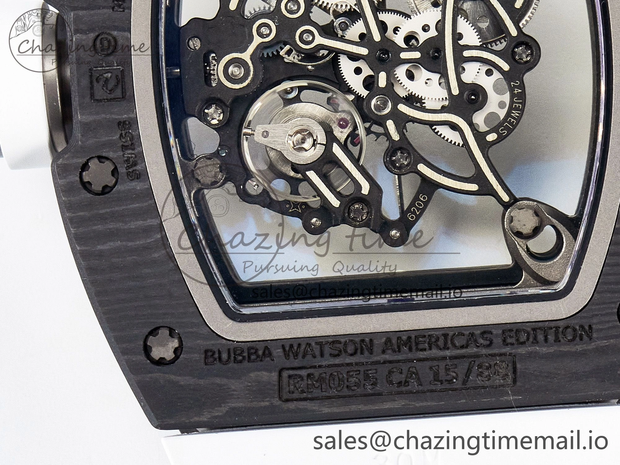 Tailored Custom RM055 NTPT APSF 1:1 Best Edition White Bezel White Crown on Rubber Strap Custom Vaucher Movement 9180