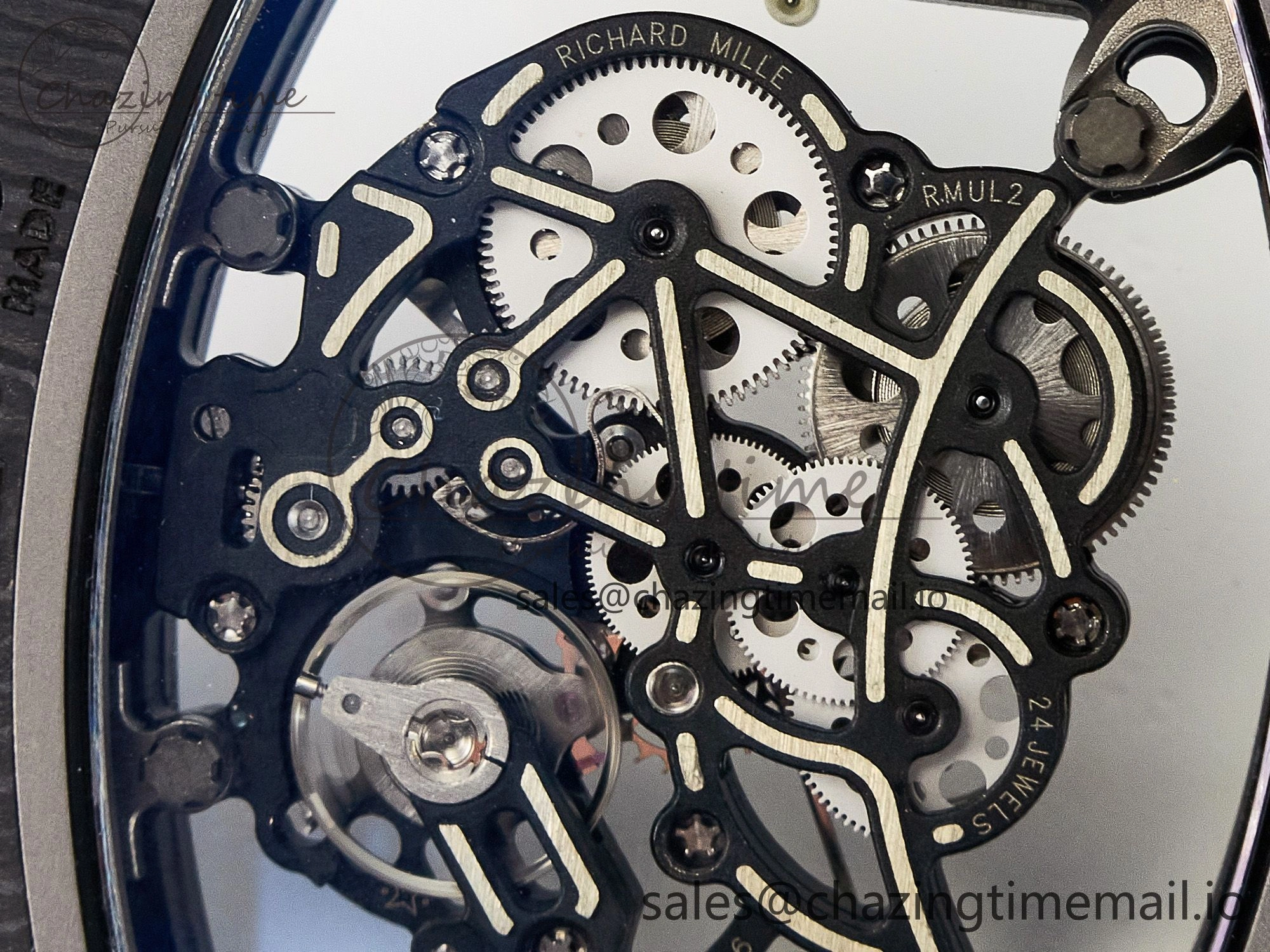 Tailored Custom RM055 NTPT APSF 1:1 Best Edition White Bezel White Crown on Rubber Strap Custom Vaucher Movement 9180