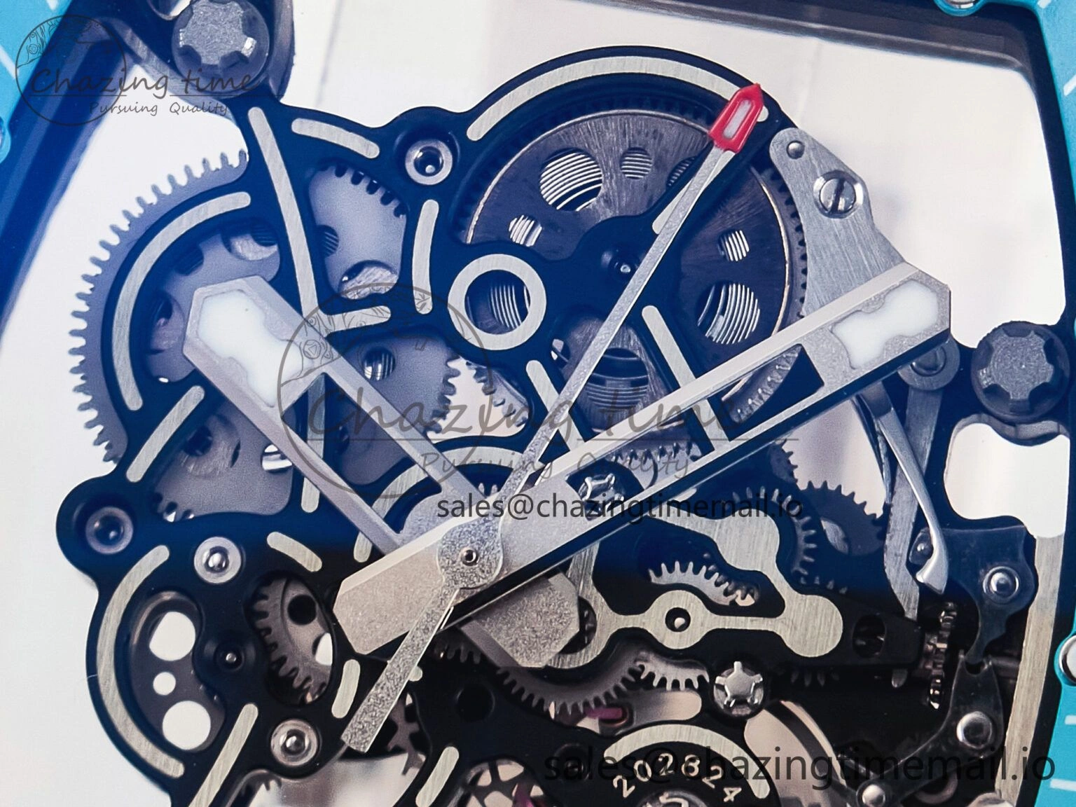 GoAnywhere Custom RM055 NTPT PPMF 1:1 Best Edition Blue Bezel Blue Crown on Rubber Strap Custom Vaucher Movement 10848