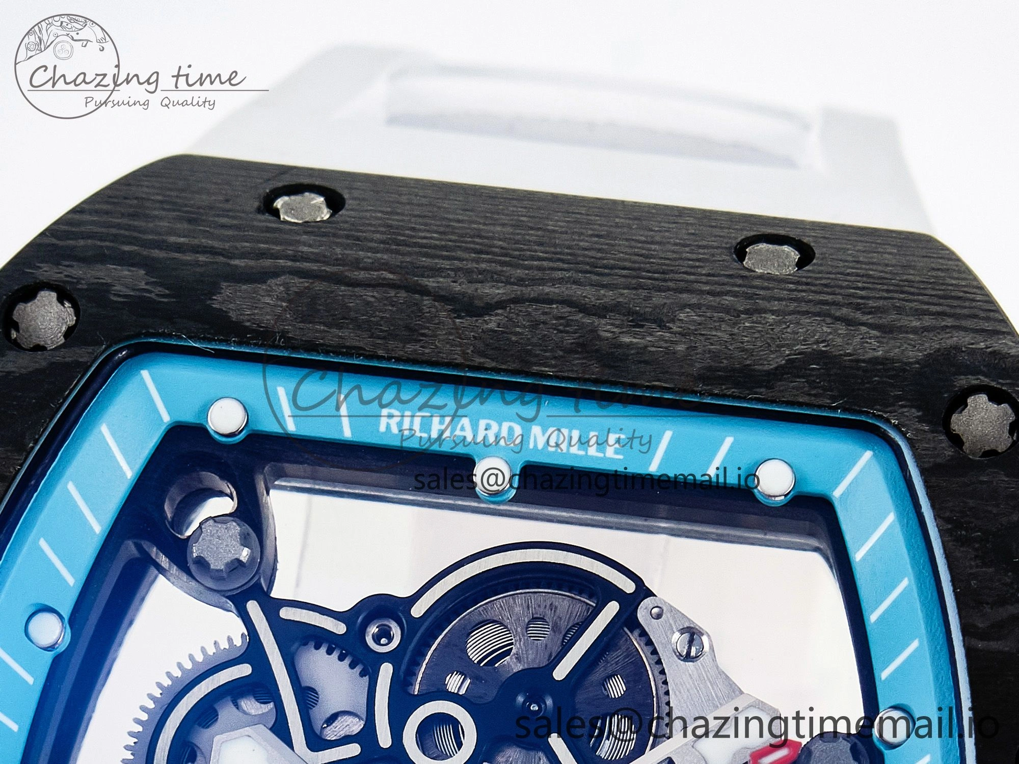 GoAnywhere Custom RM055 NTPT PPMF 1:1 Best Edition Blue Bezel Blue Crown on Rubber Strap Custom Vaucher Movement 10848