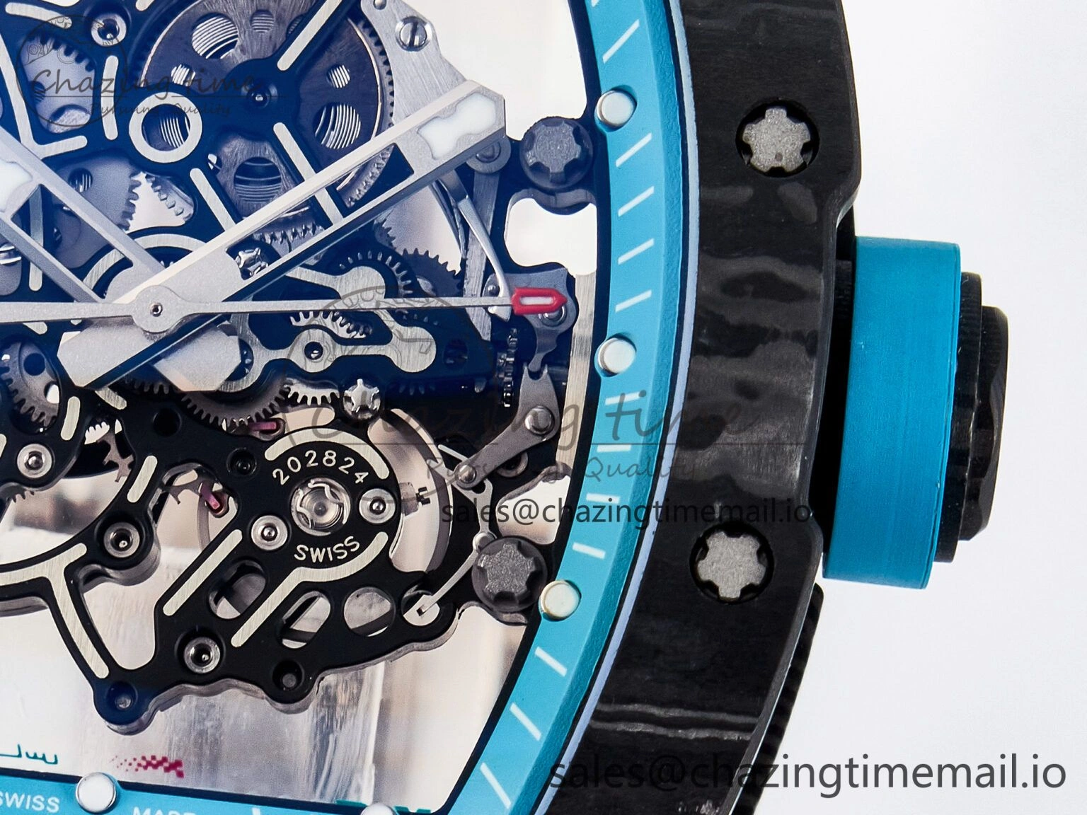 GoAnywhere Custom RM055 NTPT PPMF 1:1 Best Edition Blue Bezel Blue Crown on Rubber Strap Custom Vaucher Movement 10848
