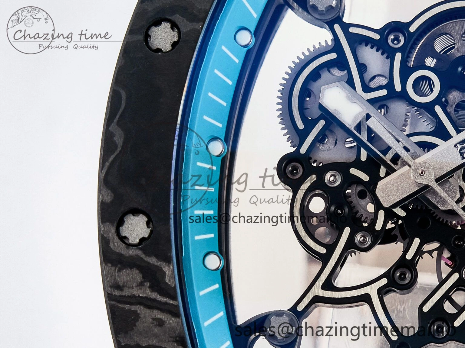 GoAnywhere Custom RM055 NTPT PPMF 1:1 Best Edition Blue Bezel Blue Crown on Rubber Strap Custom Vaucher Movement 10848
