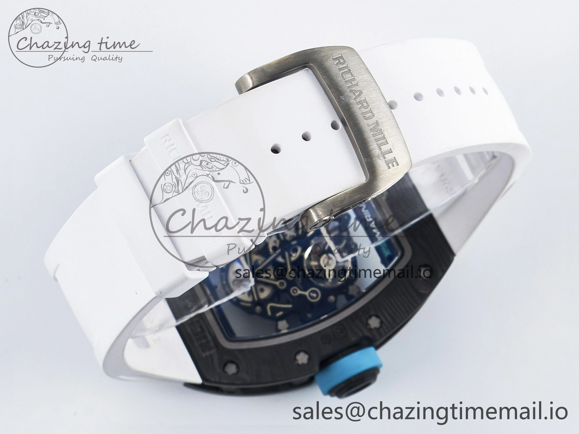 GoAnywhere Custom RM055 NTPT PPMF 1:1 Best Edition Blue Bezel Blue Crown on Rubber Strap Custom Vaucher Movement 10848
