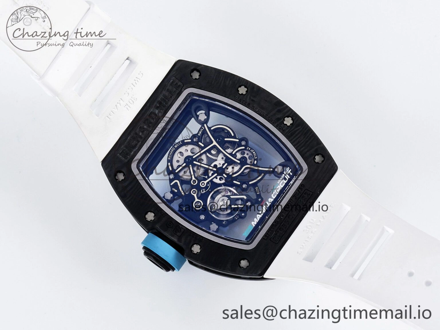 GoAnywhere Custom RM055 NTPT PPMF 1:1 Best Edition Blue Bezel Blue Crown on Rubber Strap Custom Vaucher Movement 10848