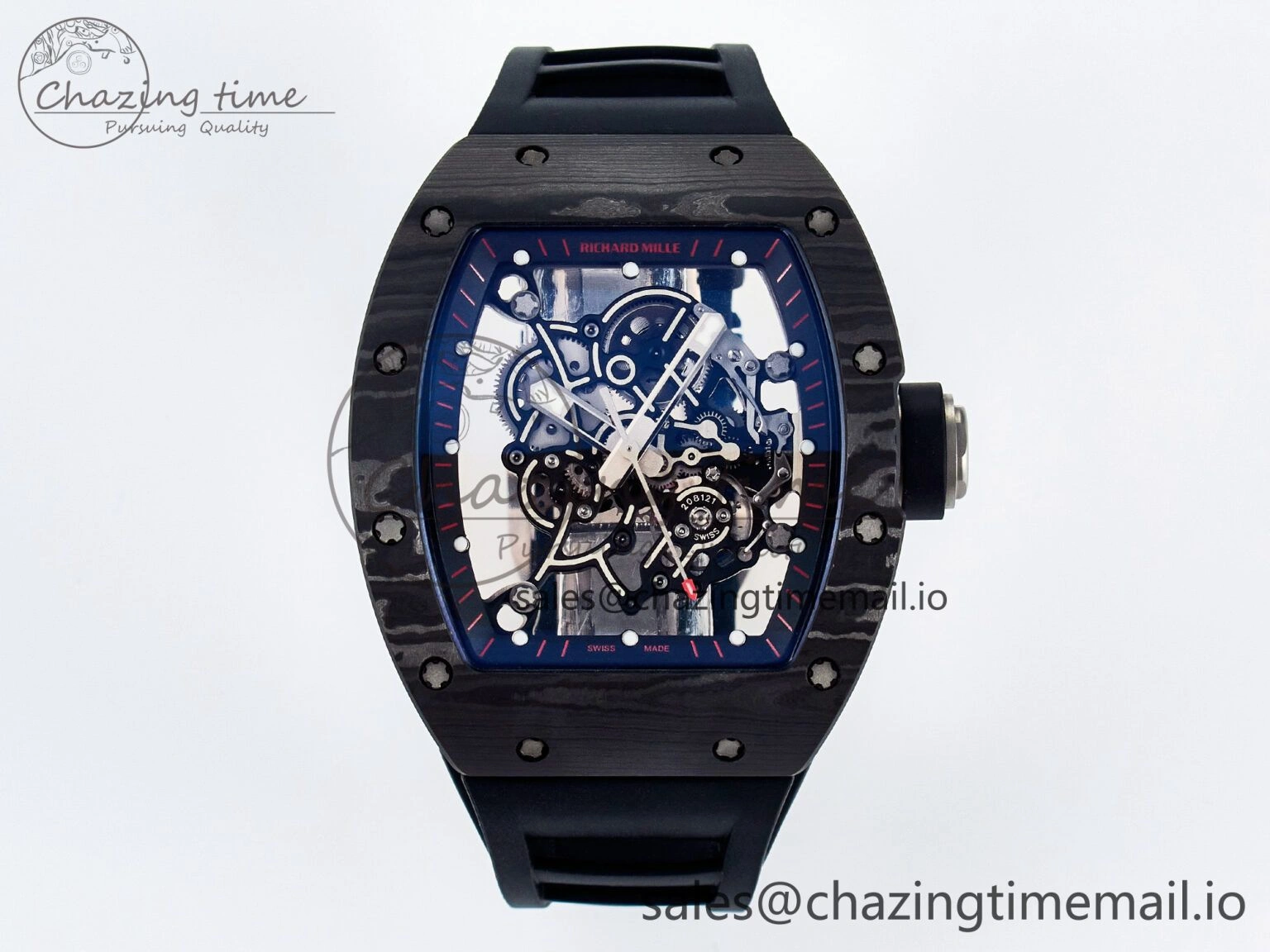Custom RM055 NTPT  Ti PPMF 1:1 Best Edition Black Bezel Black Crown on Rubber Strap Custom Vaucher Movement Comfortable 10845