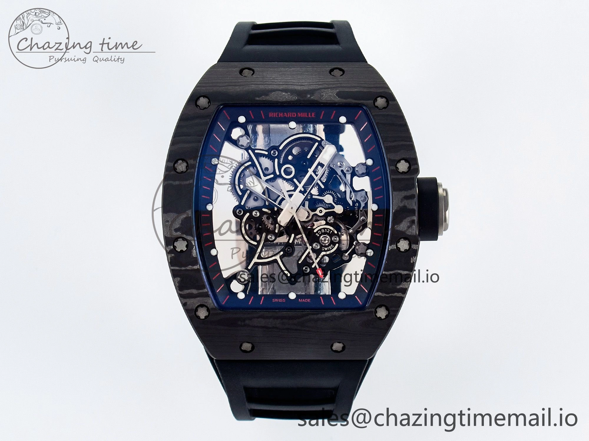 Custom RM055 NTPT  Ti PPMF 1:1 Best Edition Black Bezel Black Crown on Rubber Strap Custom Vaucher Movement Comfortable 10845