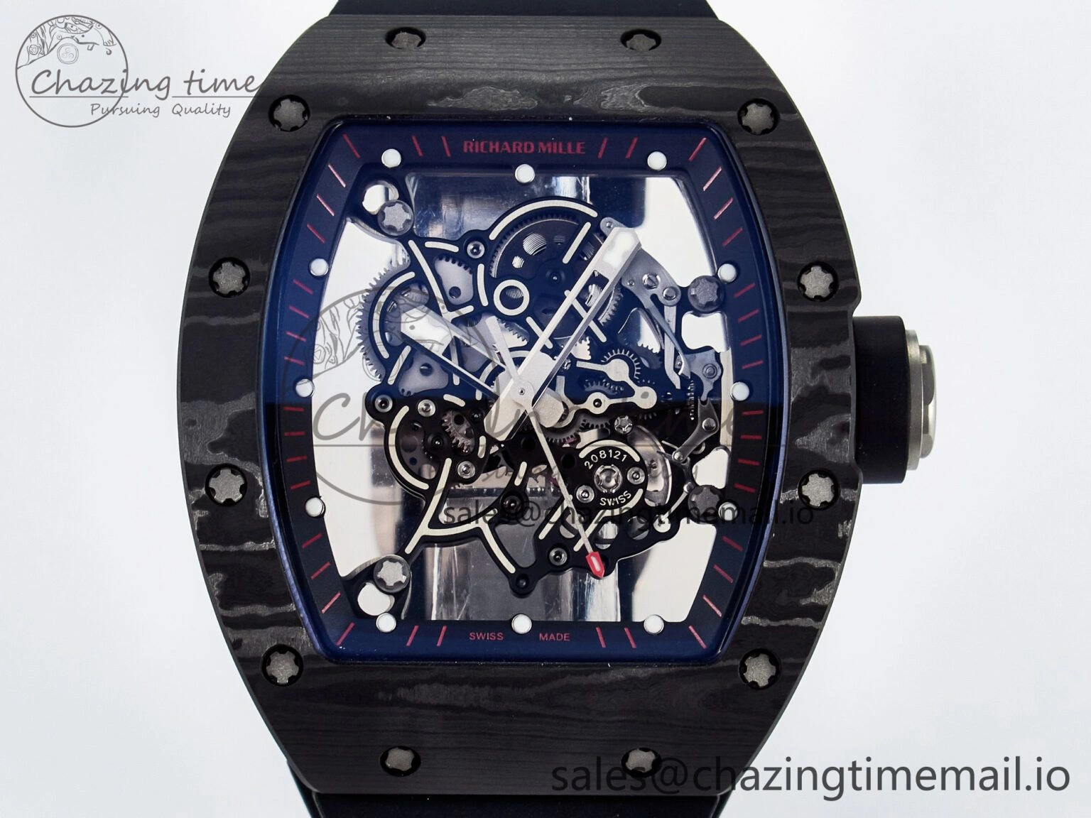 Custom RM055 NTPT  Ti PPMF 1:1 Best Edition Black Bezel Black Crown on Rubber Strap Custom Vaucher Movement Comfortable 10845