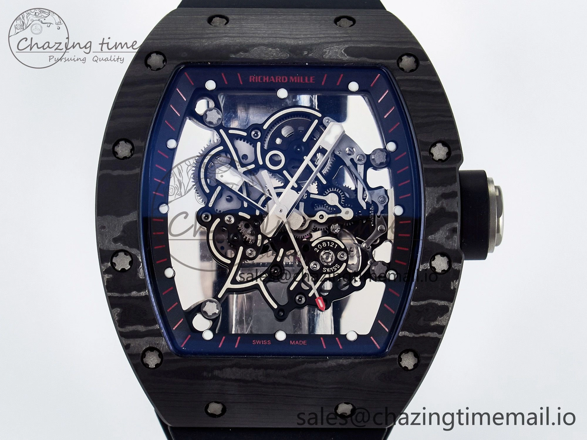 Custom RM055 NTPT  Ti PPMF 1:1 Best Edition Black Bezel Black Crown on Rubber Strap Custom Vaucher Movement Comfortable 10845