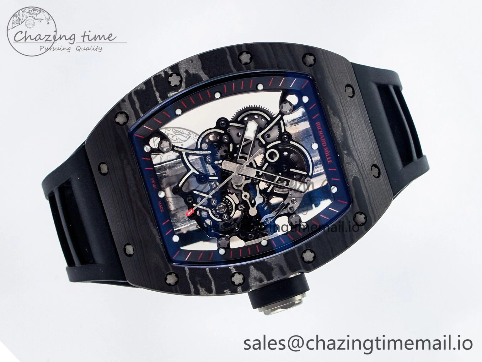 Custom RM055 NTPT  Ti PPMF 1:1 Best Edition Black Bezel Black Crown on Rubber Strap Custom Vaucher Movement Comfortable 10845