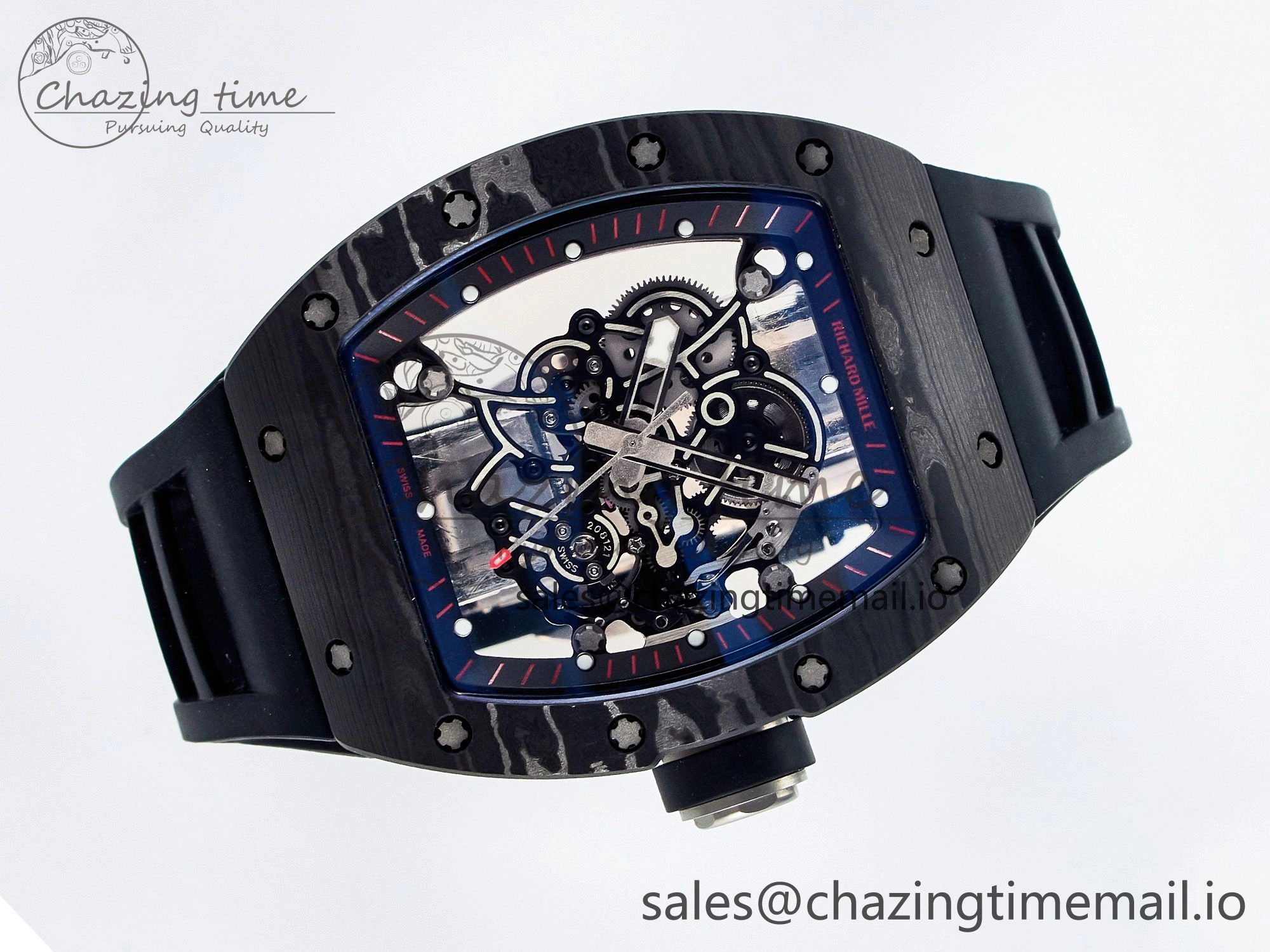 Custom RM055 NTPT  Ti PPMF 1:1 Best Edition Black Bezel Black Crown on Rubber Strap Custom Vaucher Movement Comfortable 10845