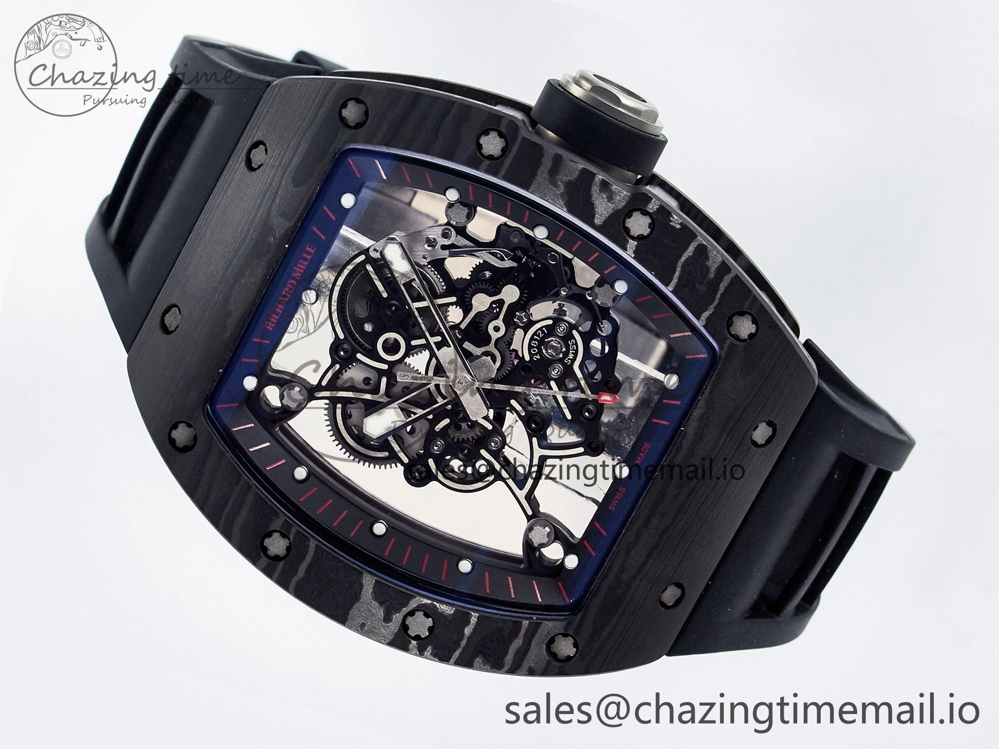Custom RM055 NTPT  Ti PPMF 1:1 Best Edition Black Bezel Black Crown on Rubber Strap Custom Vaucher Movement Comfortable 10845