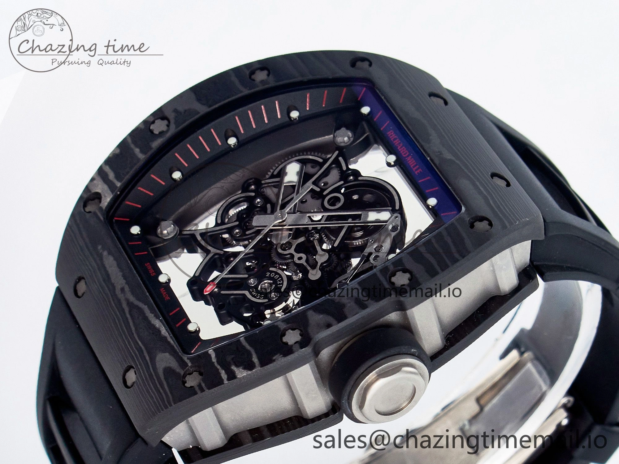 Custom RM055 NTPT  Ti PPMF 1:1 Best Edition Black Bezel Black Crown on Rubber Strap Custom Vaucher Movement Comfortable 10845