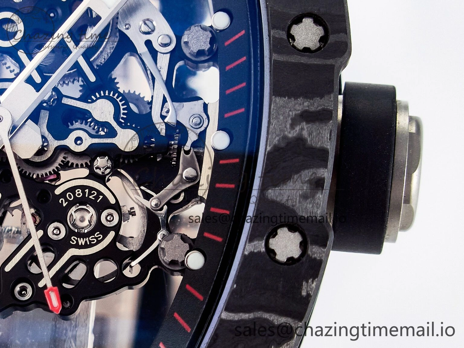 Custom RM055 NTPT  Ti PPMF 1:1 Best Edition Black Bezel Black Crown on Rubber Strap Custom Vaucher Movement Comfortable 10845