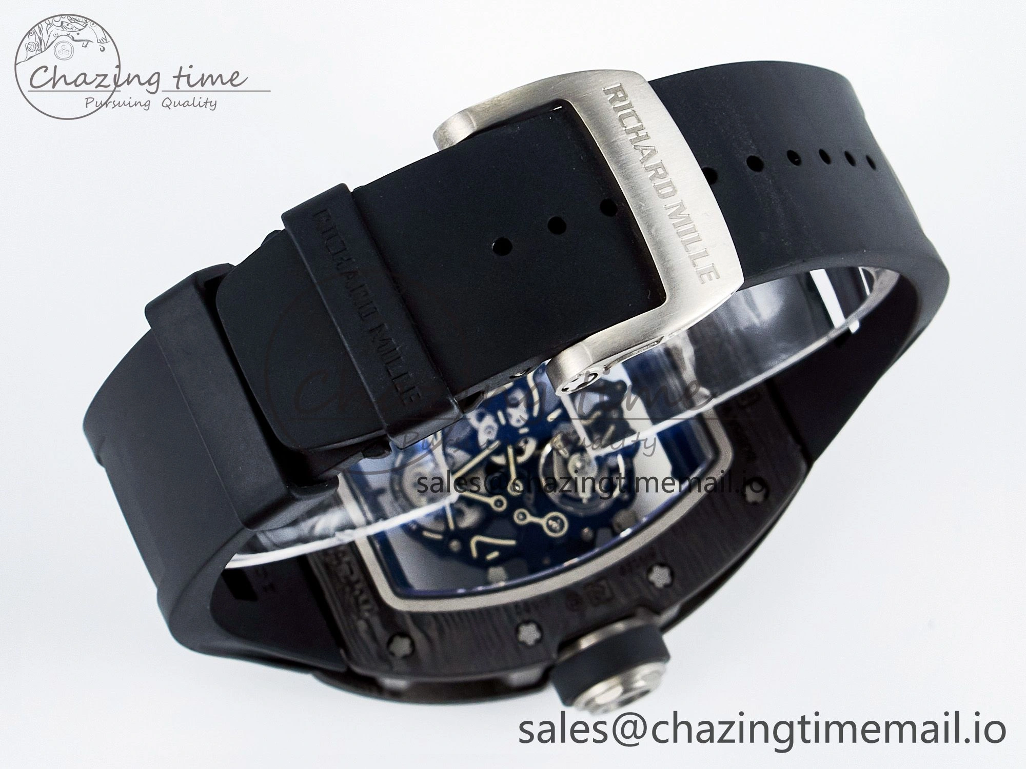 Custom RM055 NTPT  Ti PPMF 1:1 Best Edition Black Bezel Black Crown on Rubber Strap Custom Vaucher Movement Comfortable 10845
